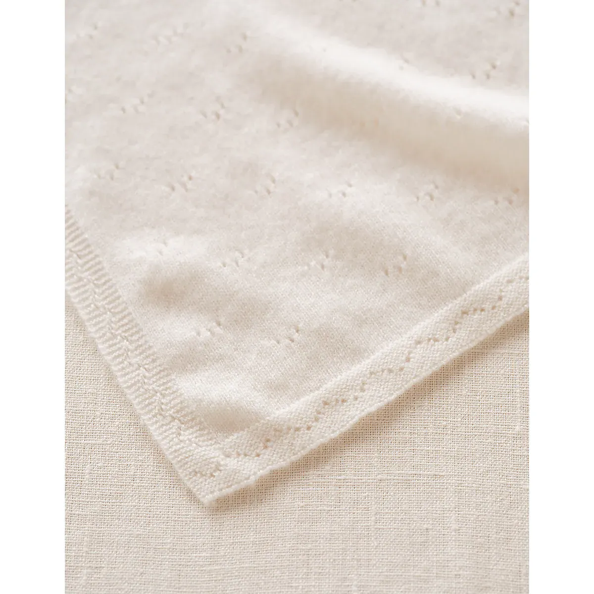 Cashmere Pointelle Blanket - Milk alternate view