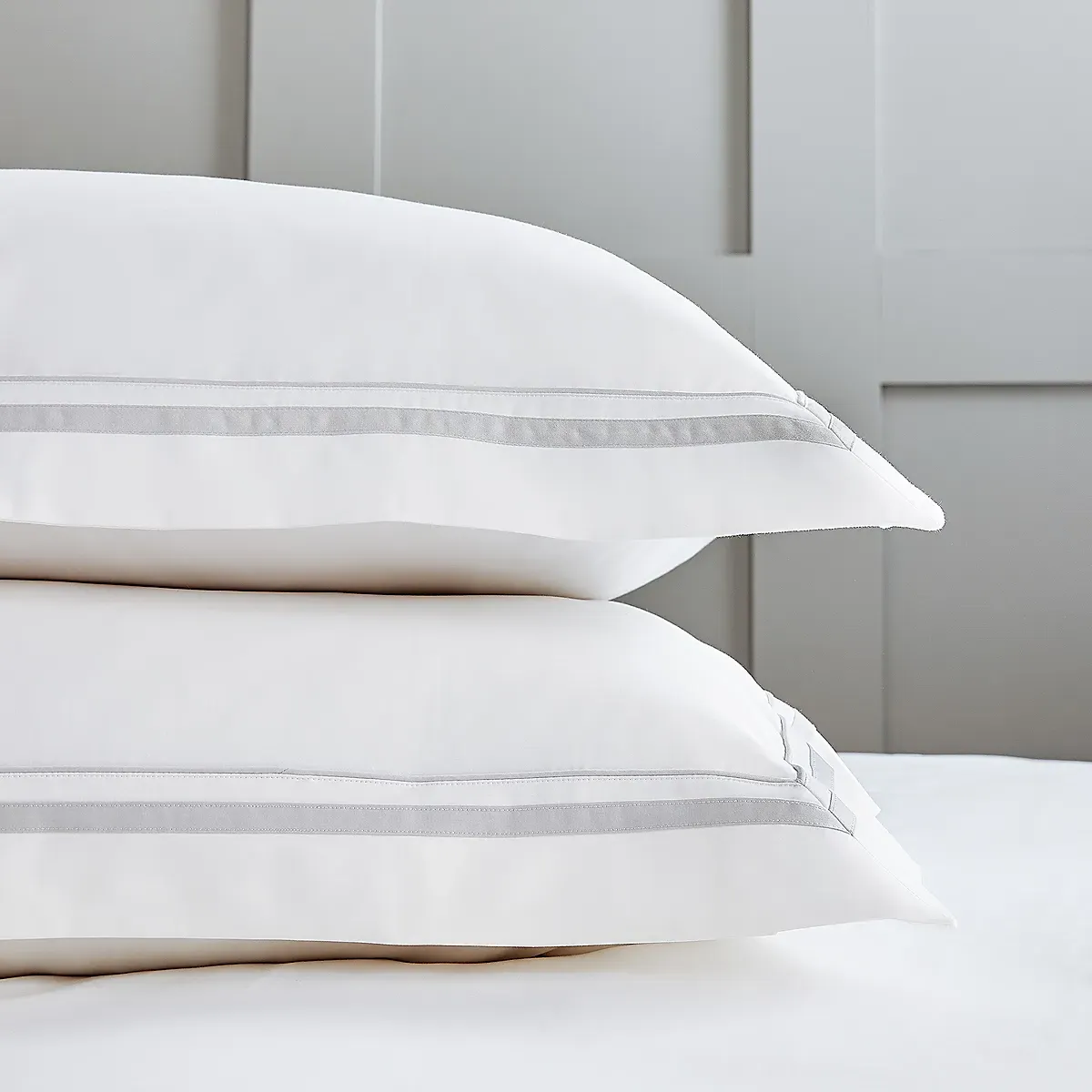 Cavendish Oxford Pillowcase with Border - White/Silver product