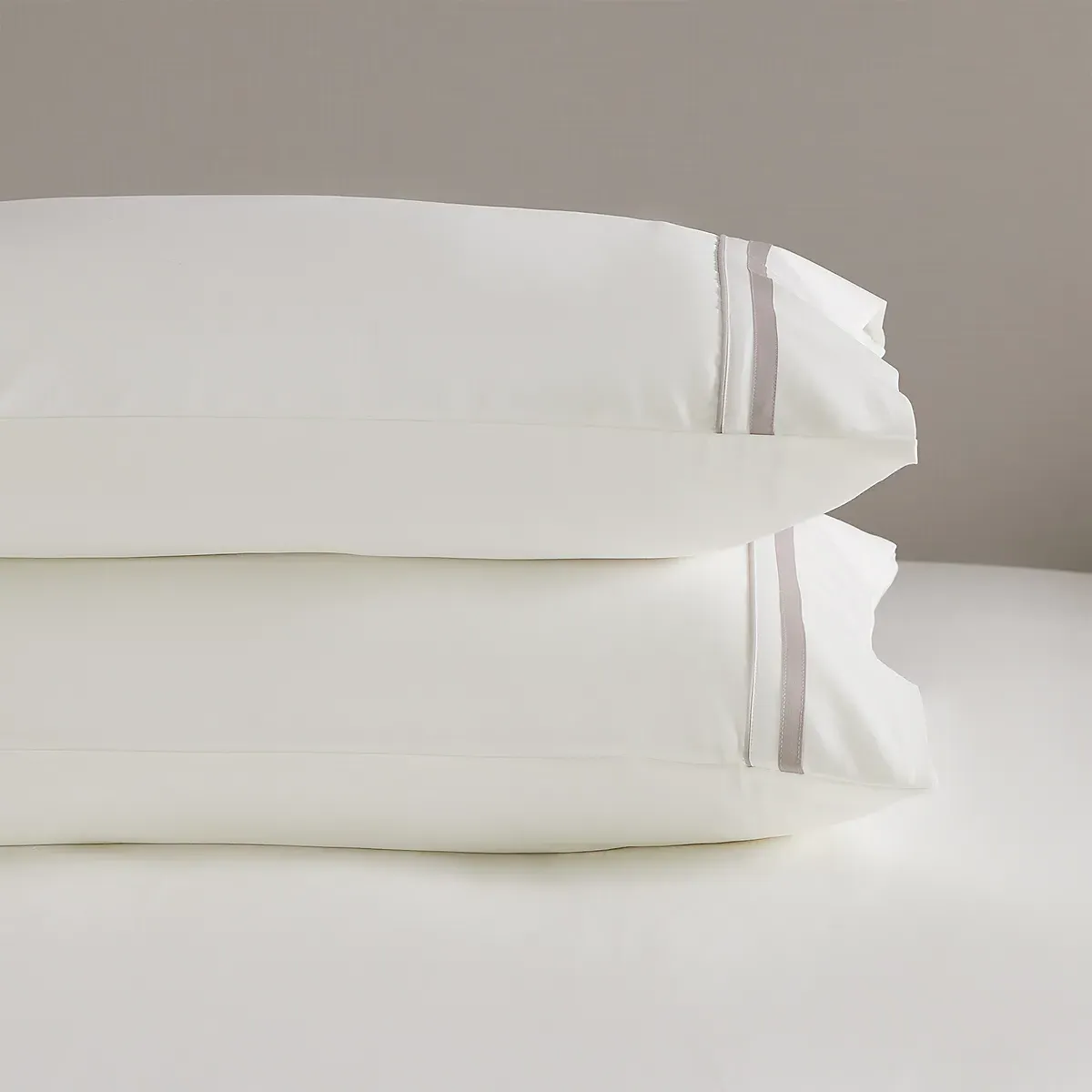 Cavendish Single Pillowcase - White/Mink, Cotton Sateen product