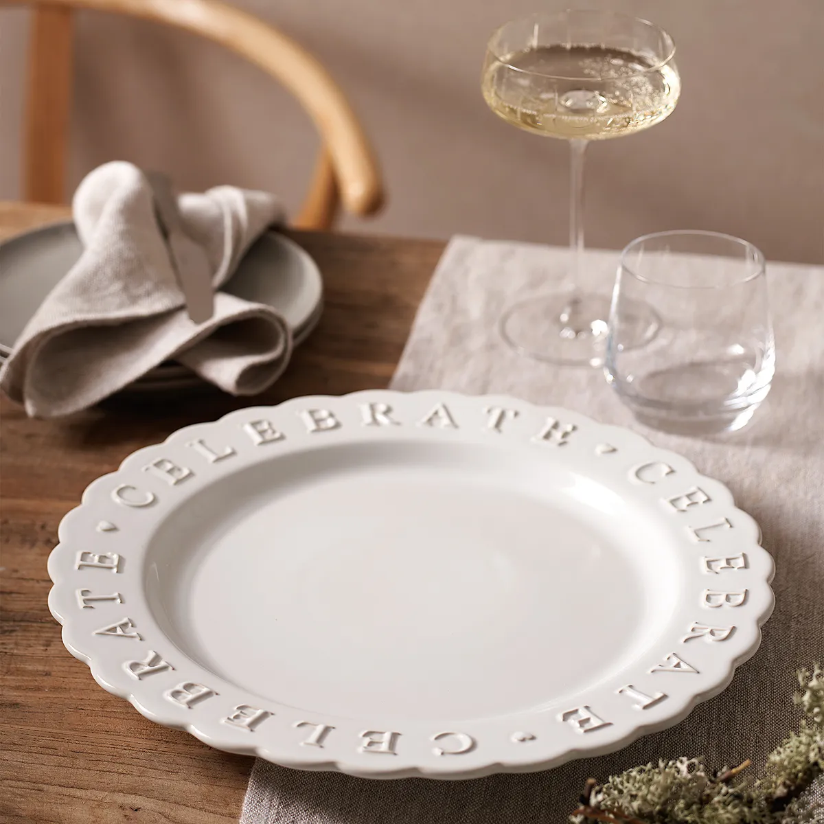 Celebrate Scalloped Edge Plate - White, Portuguese Clay product