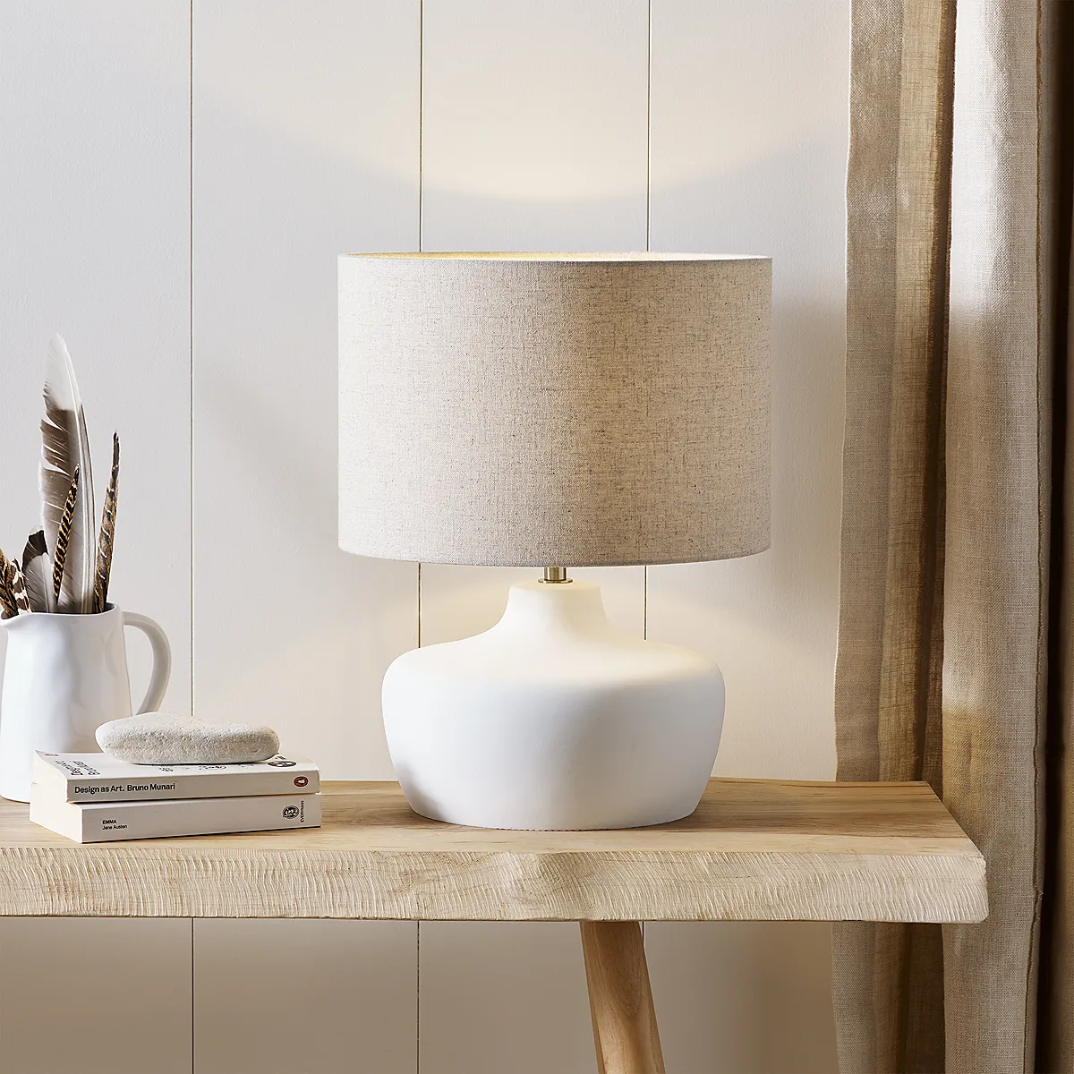 Clayton Table Lamp - White, Concrete product