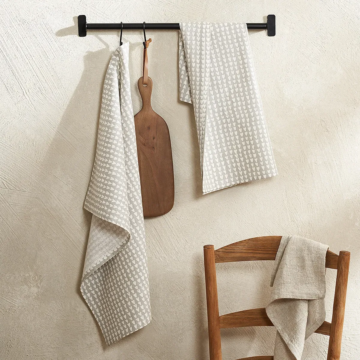Ditsy Heart Tea Towels Set of 2 - White/Grey, Cotton product