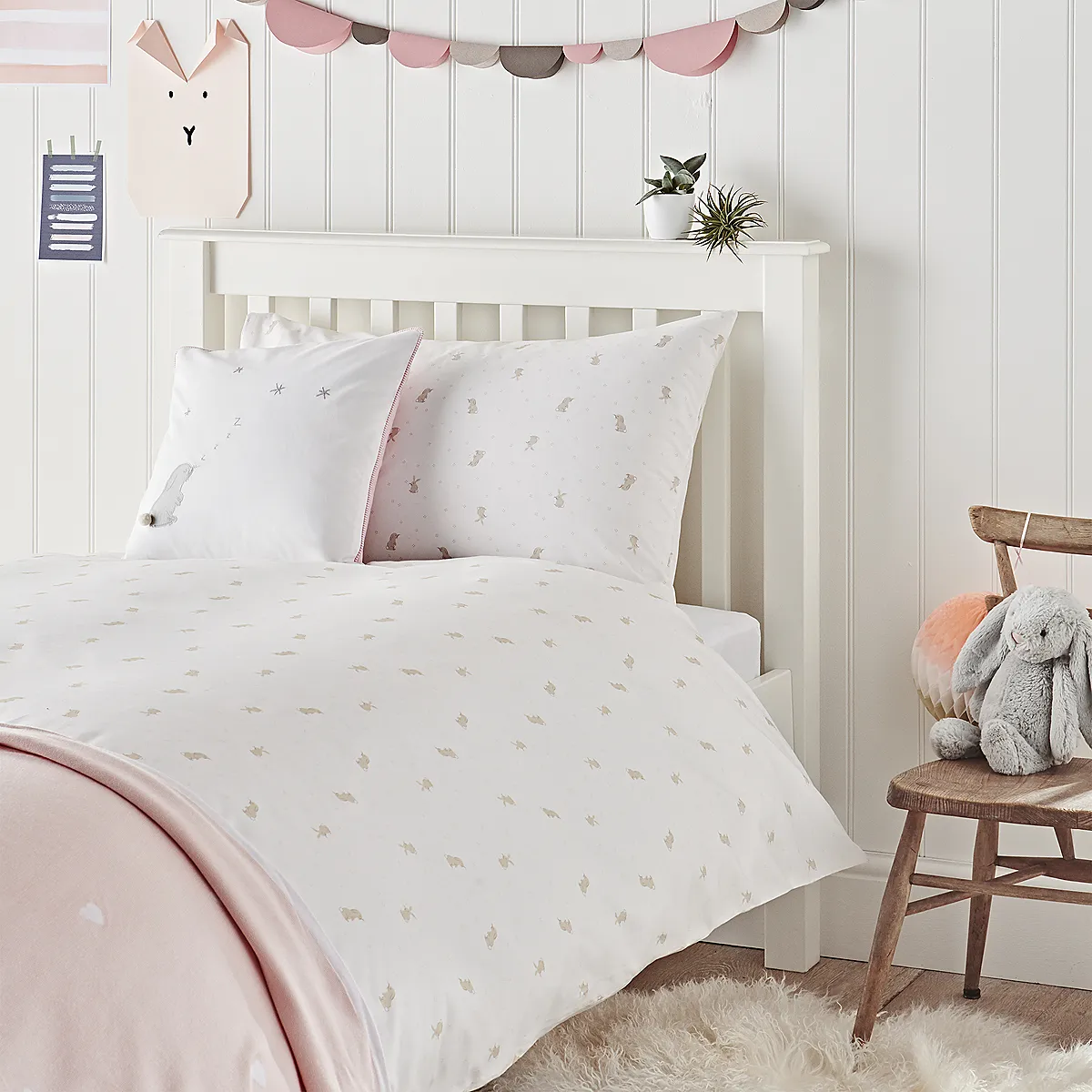 Easy Care Sleepy Bunny Single Bed Linen Set - White/Pink product