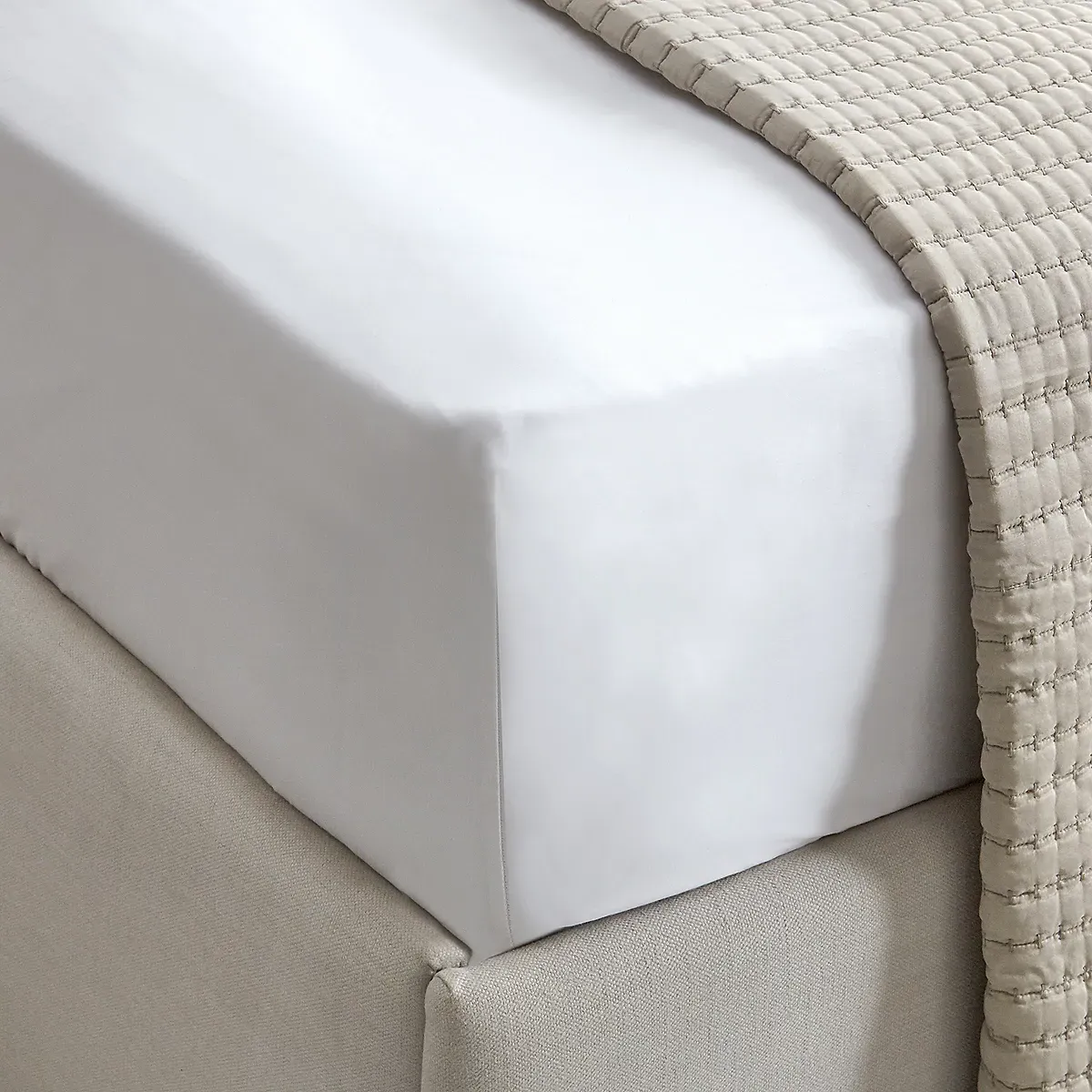 Egyptian Cotton Silk Deep Fitted Sheet - Chalk product