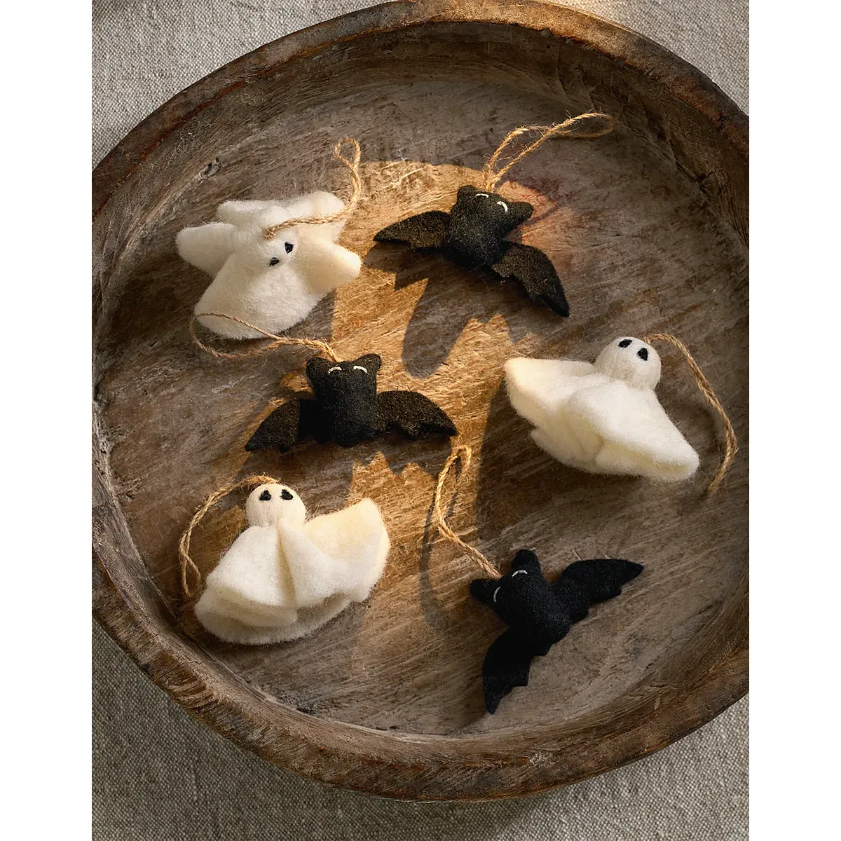 Felt Ghost and Bat Decorations Set of 6 - Multi alternate view