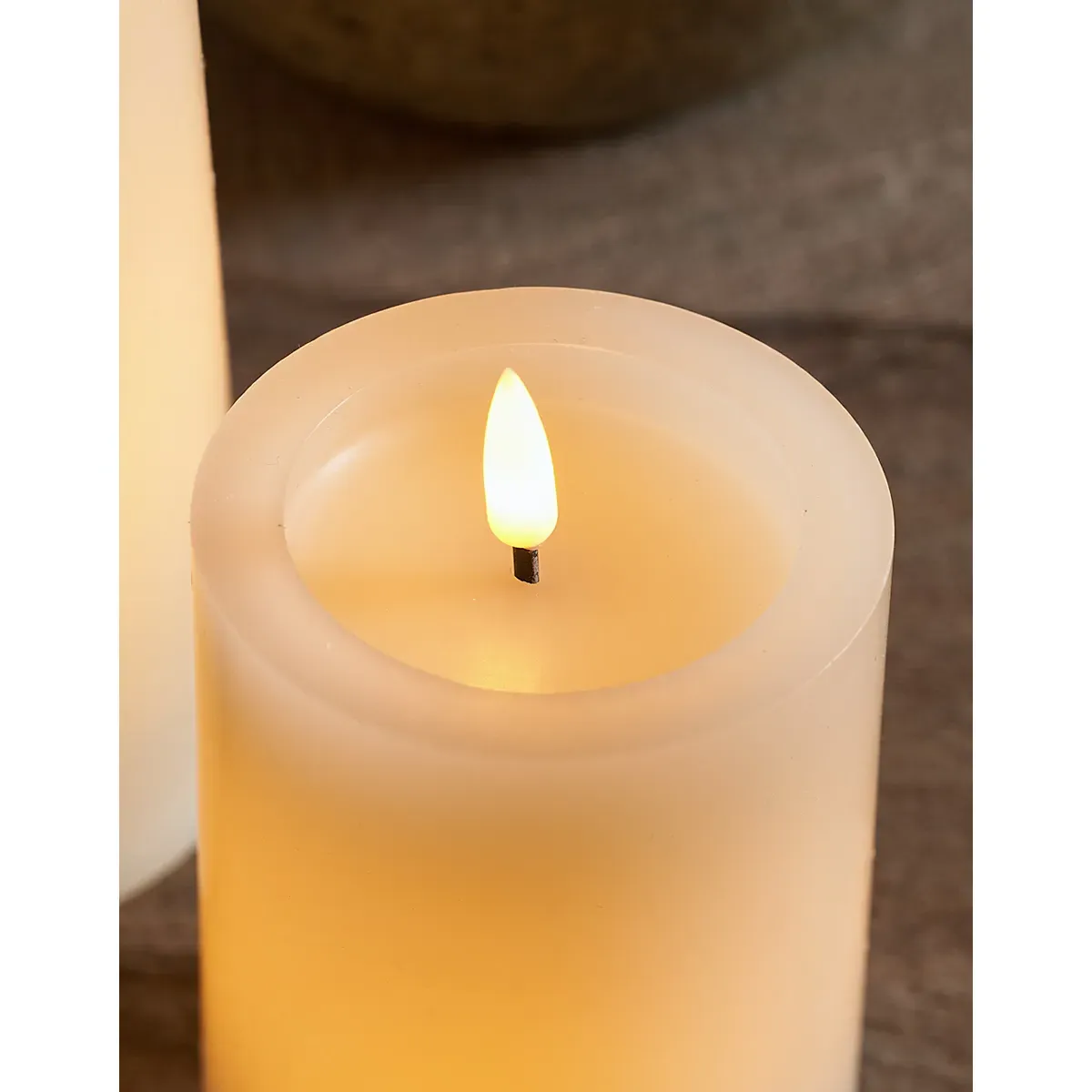Glow Small LED Pillar Candle - Natural, Real-Wax alternate view