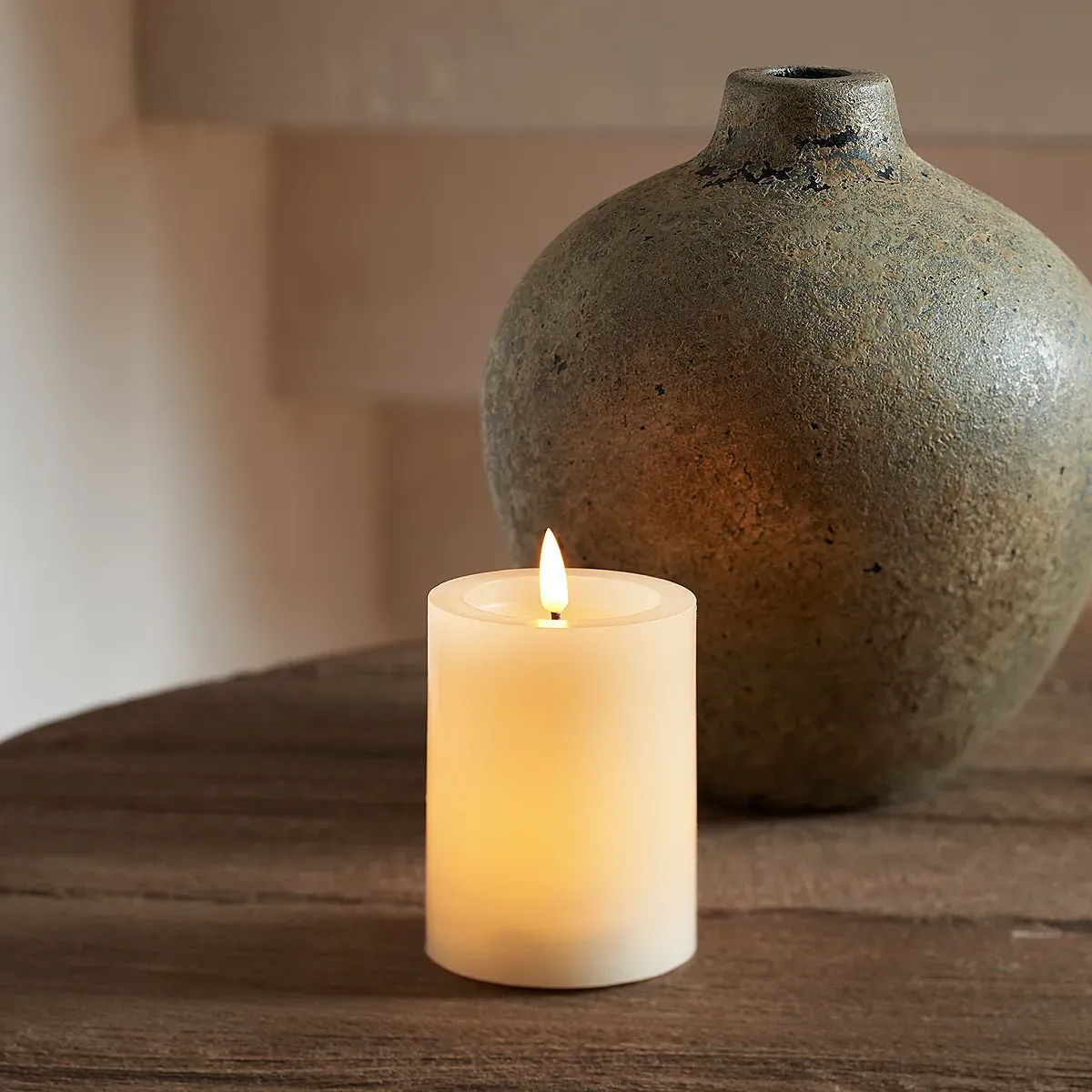 Glow Small LED Pillar Candle - Natural, Real-Wax product