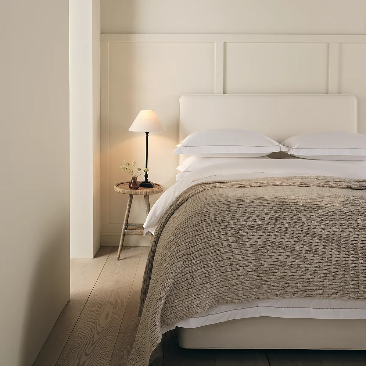 Harper Ribbed Knit Throw - Natural, Wool Blend product