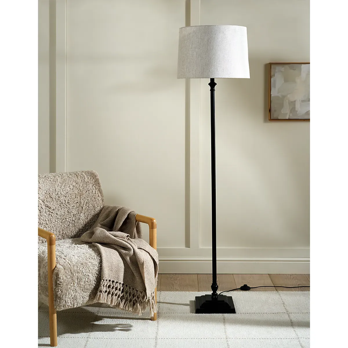 Harris Floor Lamp - Natural, Black alternate view