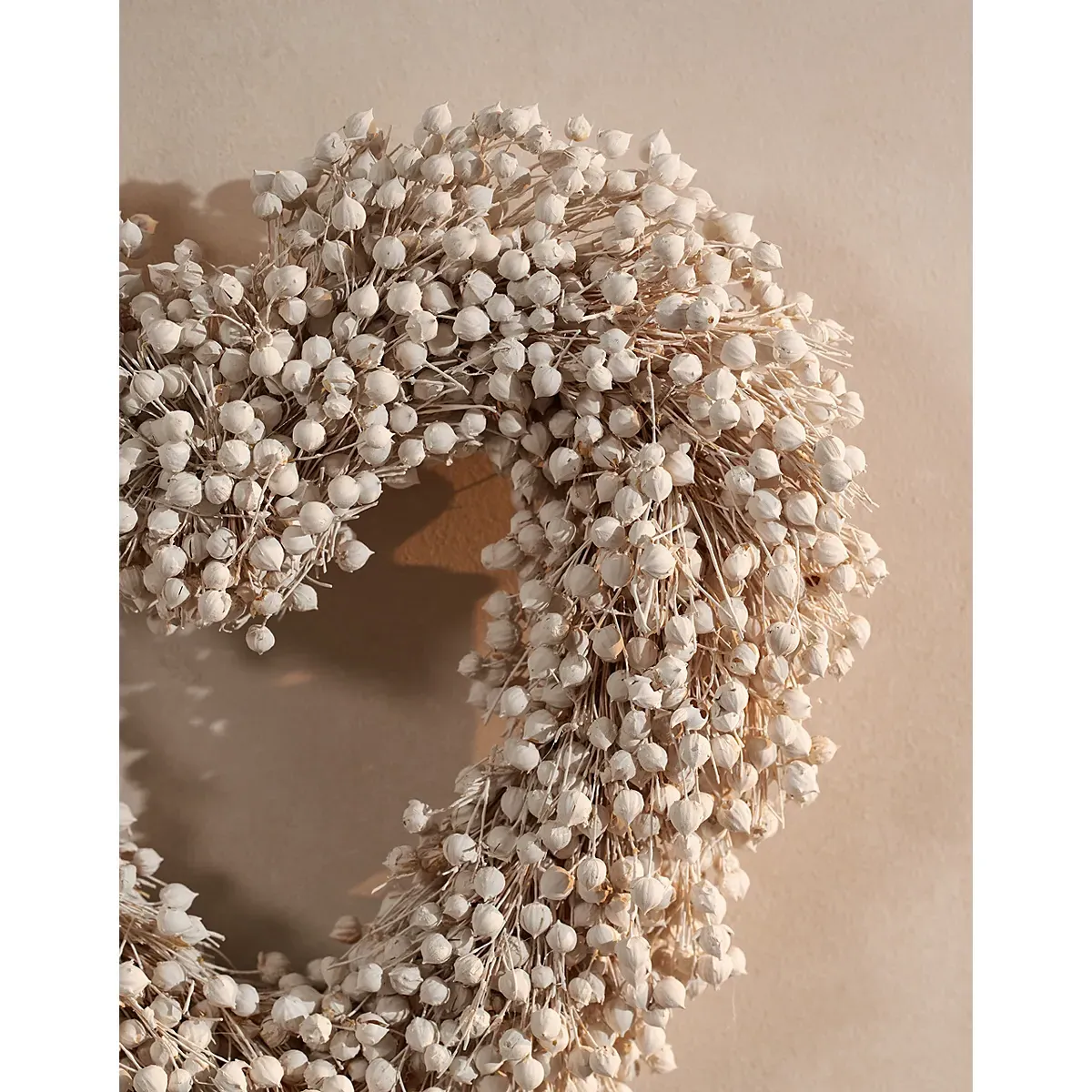 Heart Dried Linum Wreath - White alternate view