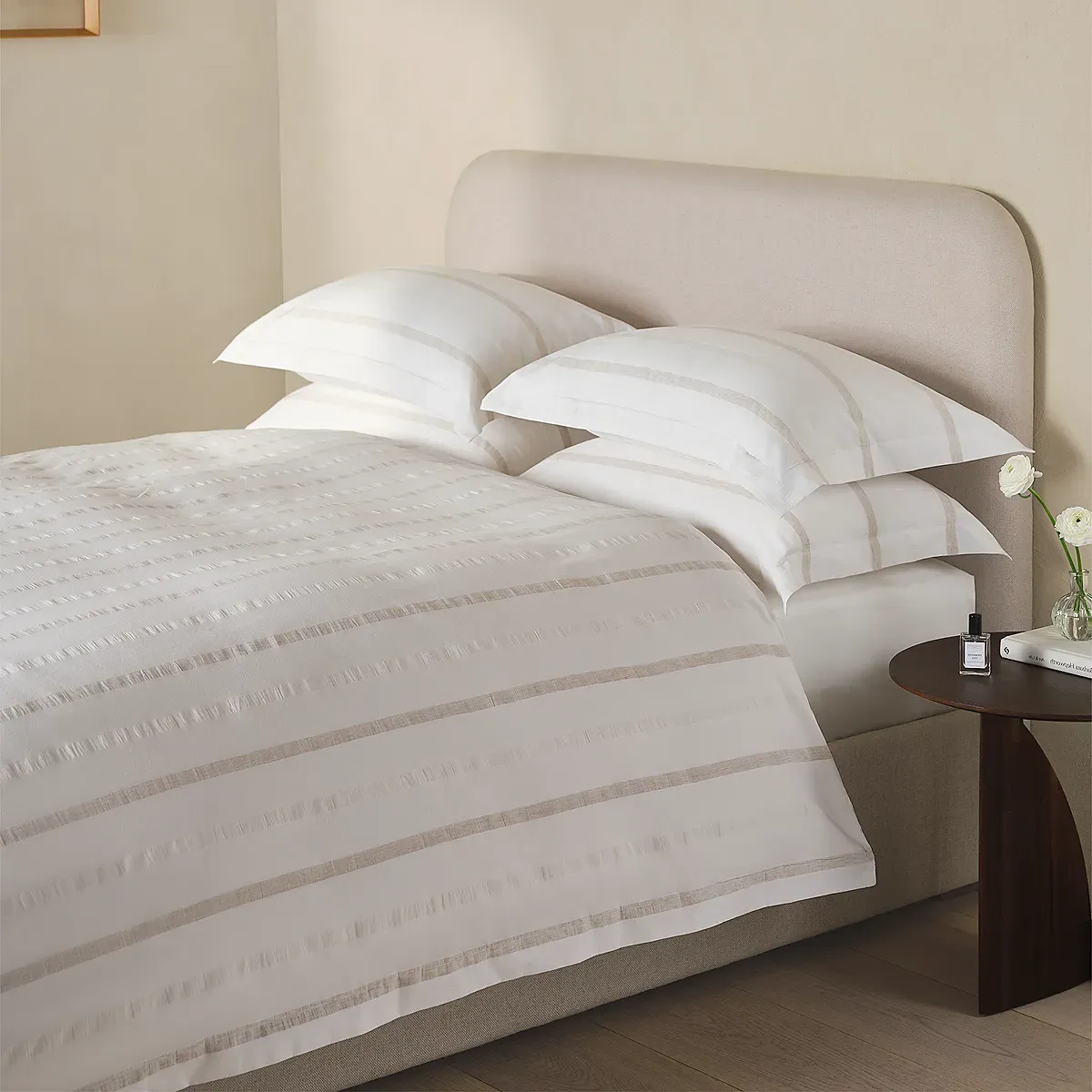 Huntly Duvet Cover - White Natural, Cotton Percale product