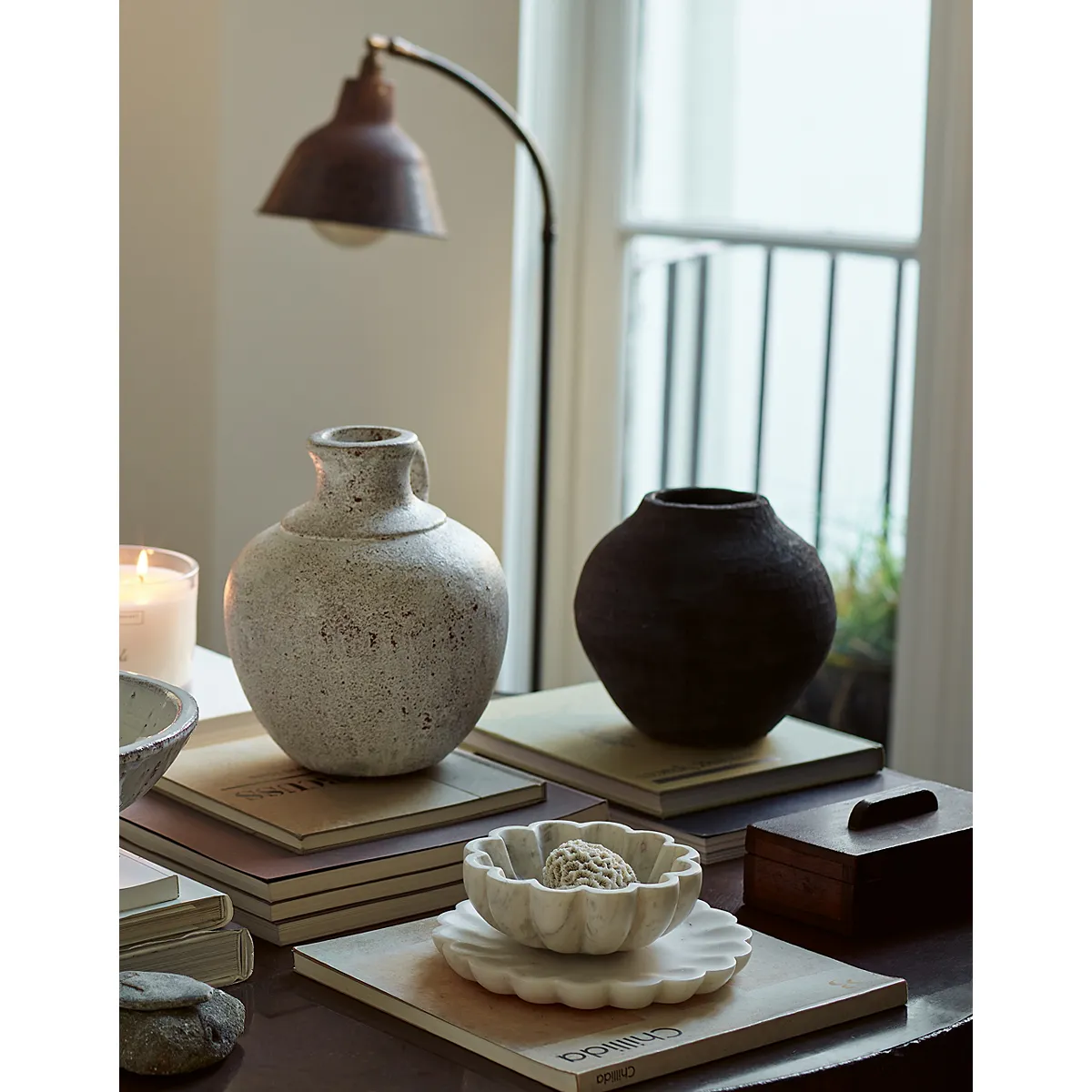 Larton Scalloped Marble Plate - White alternate view
