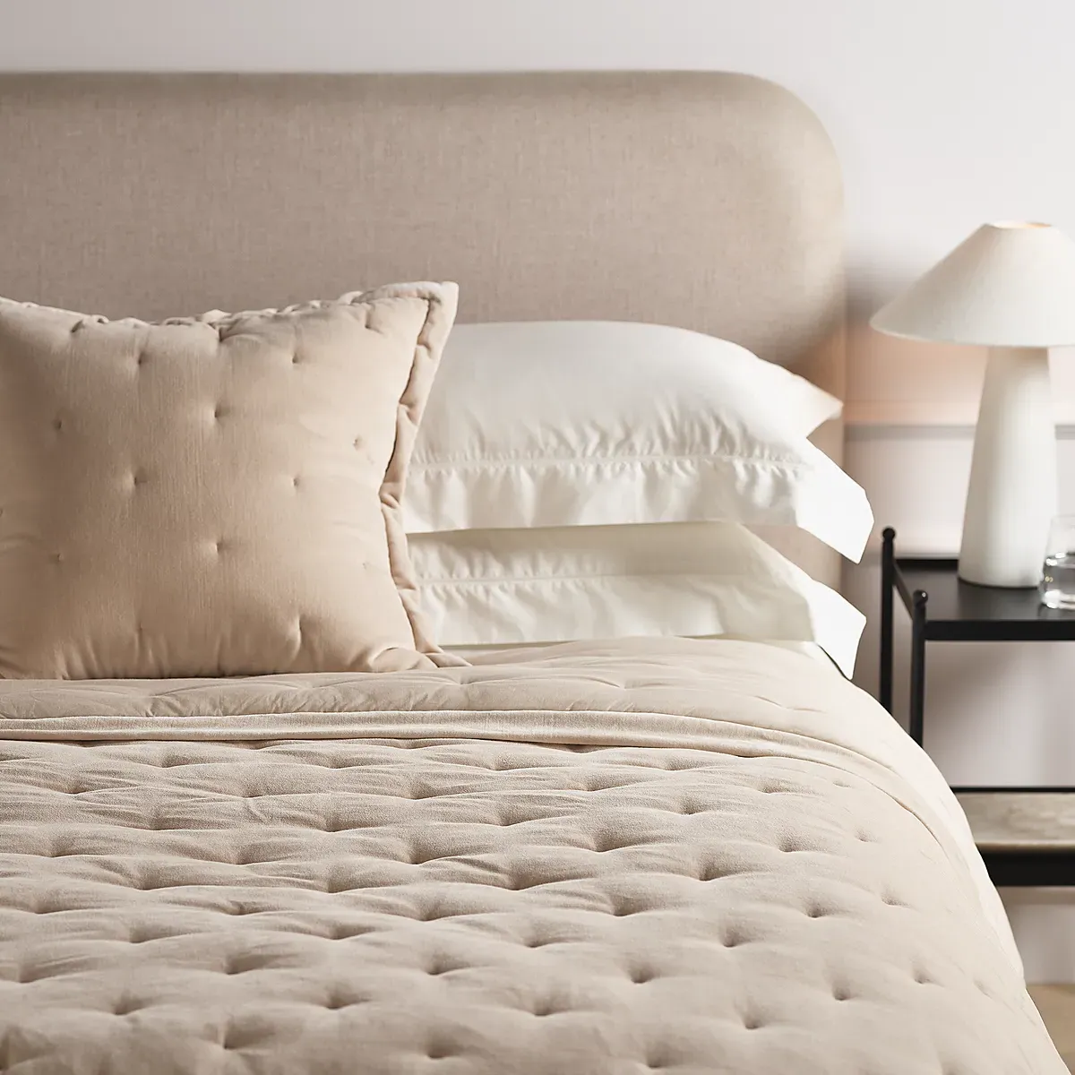 Lowry Double Velvet Quilt - Natural, Cotton product