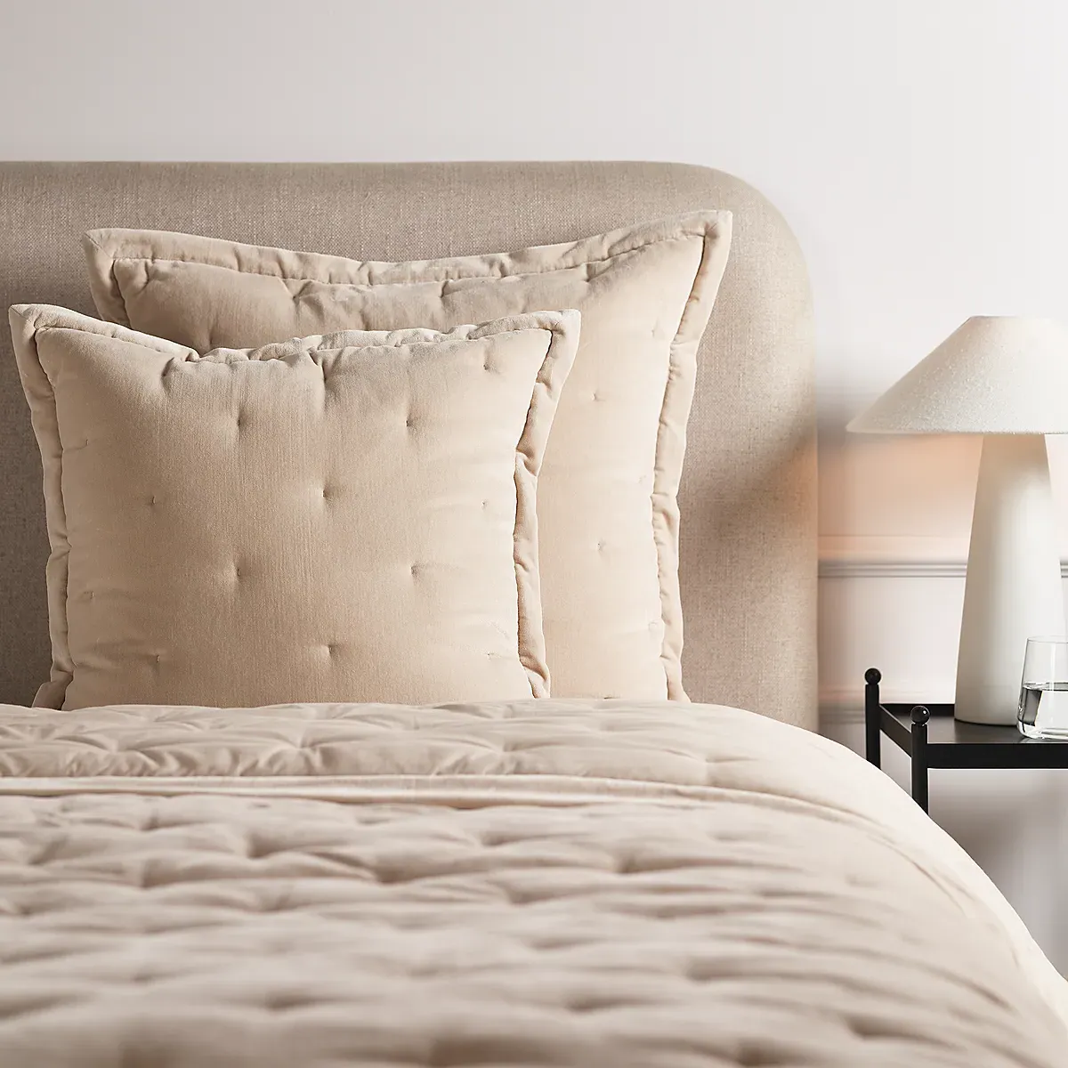 Lowry Velvet Cushion - Natural, Cotton product