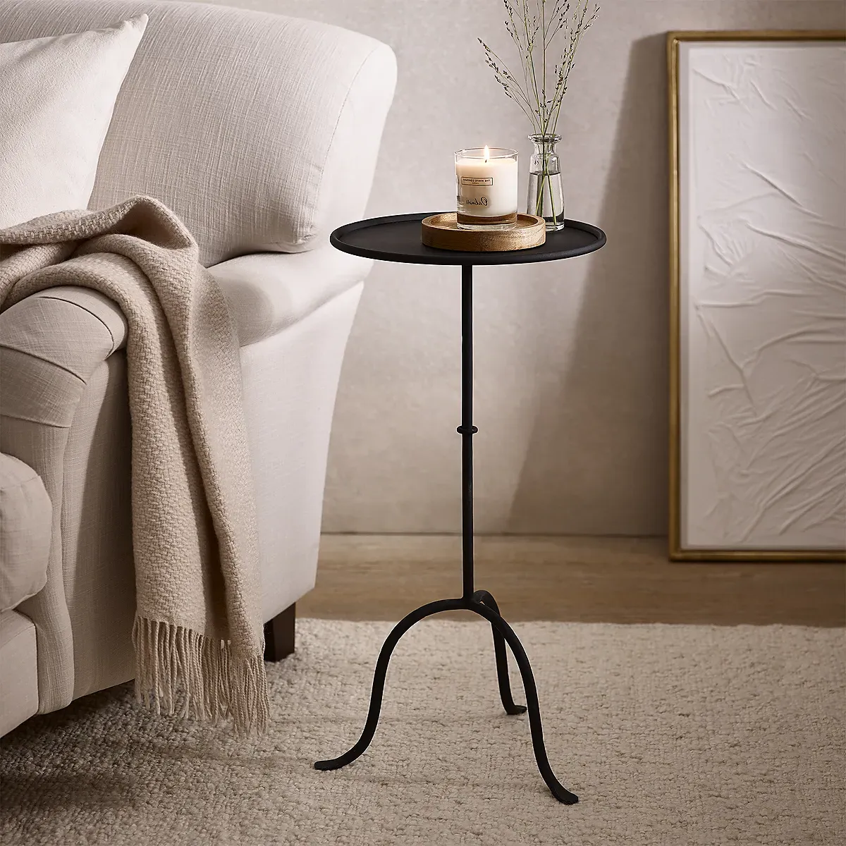 Marton Round Side Table - Black, Iron product