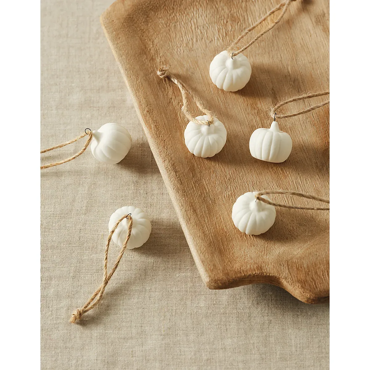 Mini Ceramic Pumpkin Decorations Set of 6 - White, Porcelain alternate view