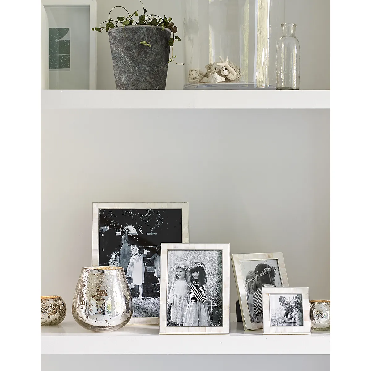 Mother of Pearl Photo Frame 3x3 - White, Silver alternate view