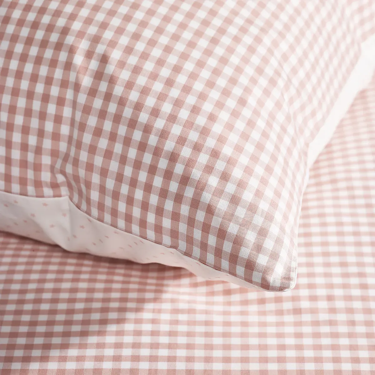 Organic Cotton Reversible Gingham Pillowcase - Dusty Pink product