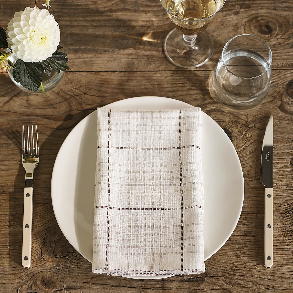Orkney Check Napkins Set of 4 - White Natural, Cotton product