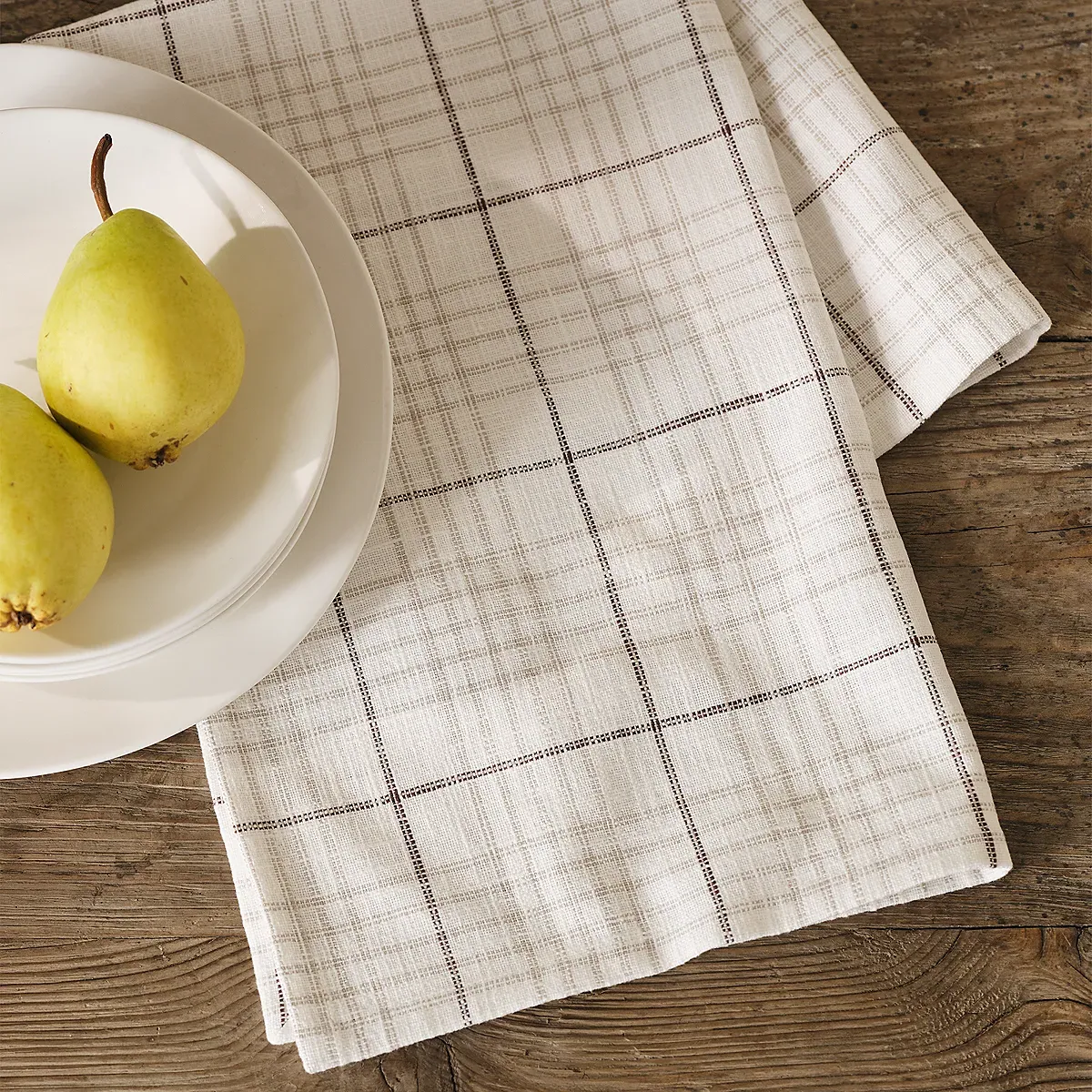 Orkney Check Tea Towels Set of 2 - White Natural, Cotton product