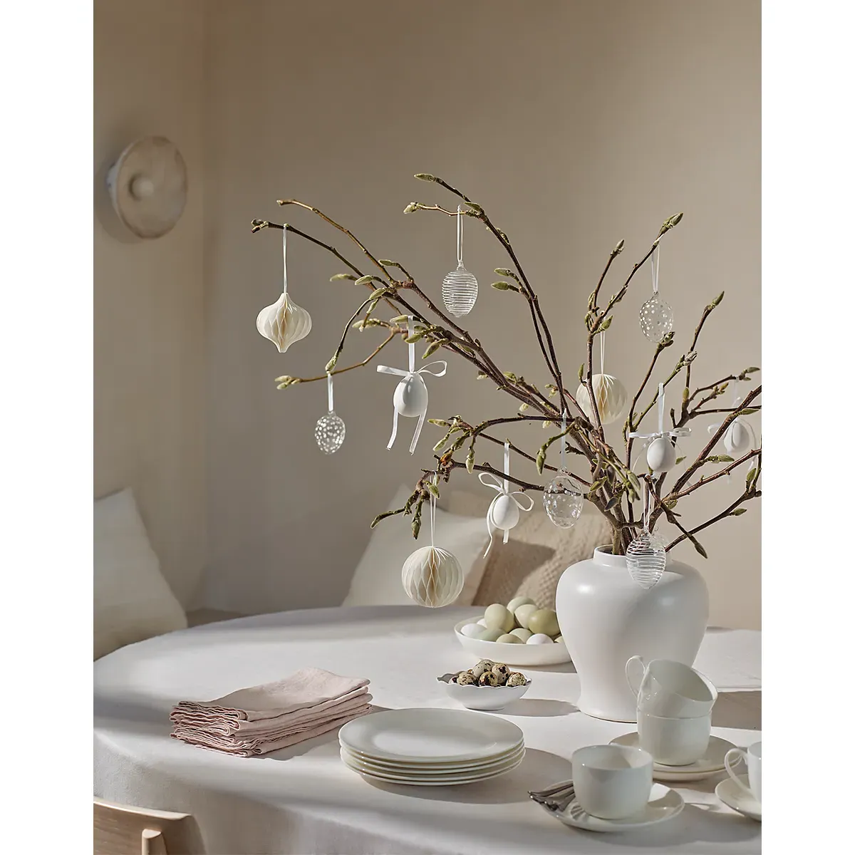 Paper Hanging Decorations Set of 3 - White alternate view