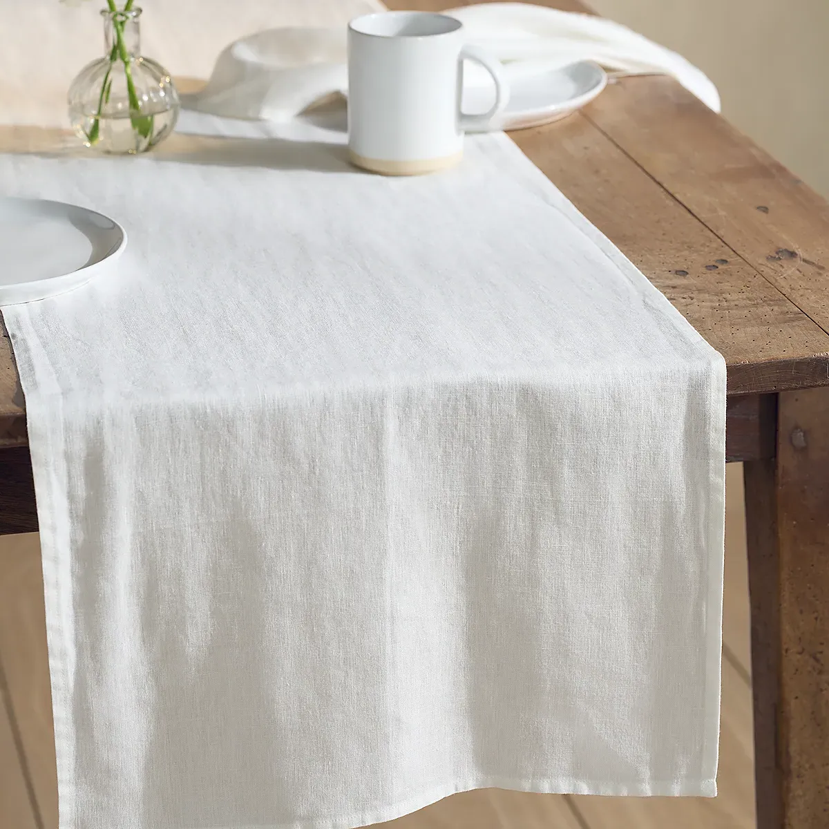 Pure Linen Table Runner - White product