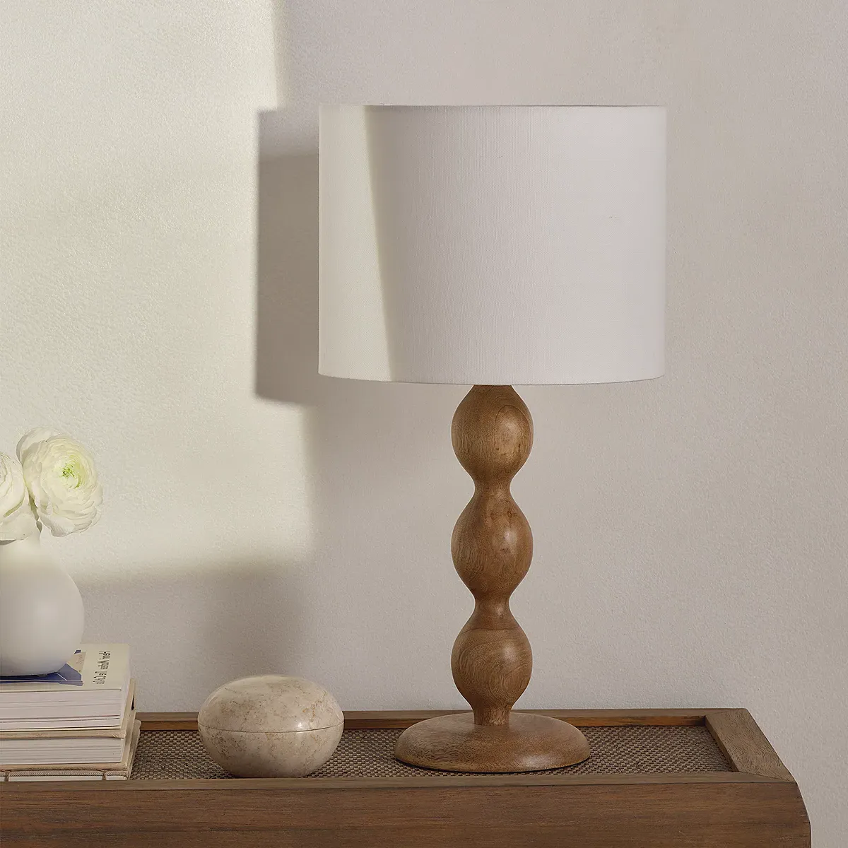 Salcombe Bobbin Base Table Lamp - White, Mango Wood product
