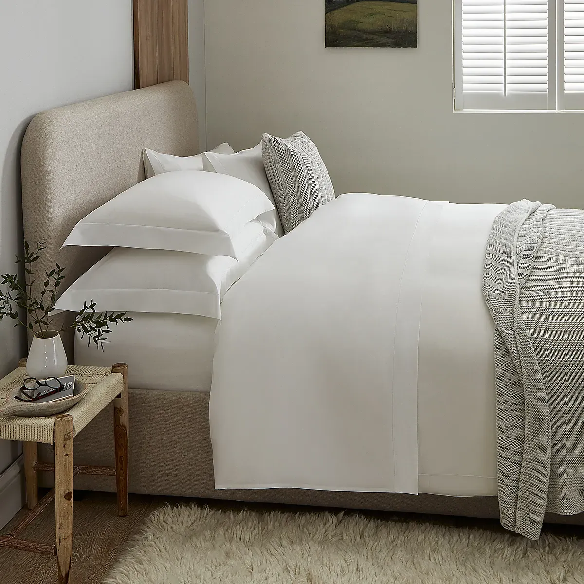 Single Row Cord Duvet Cover - White, Egyptian Cotton product