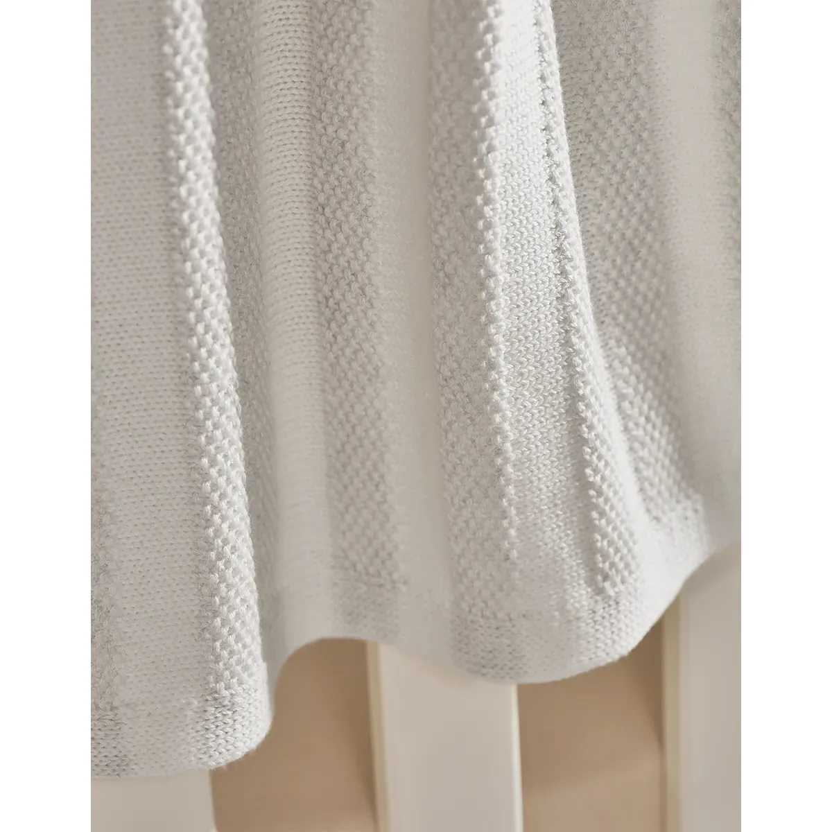 Stripe Cotton Cashmere Baby Blanket - White/Grey alternate view