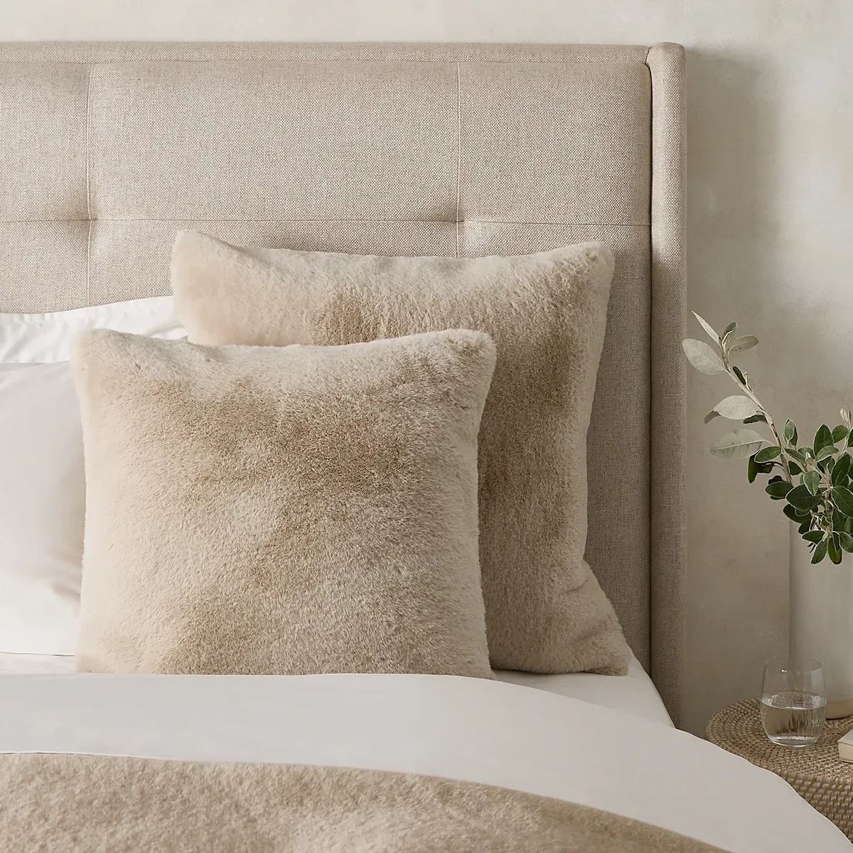 Super Soft Faux Fur Cushion - Natural product