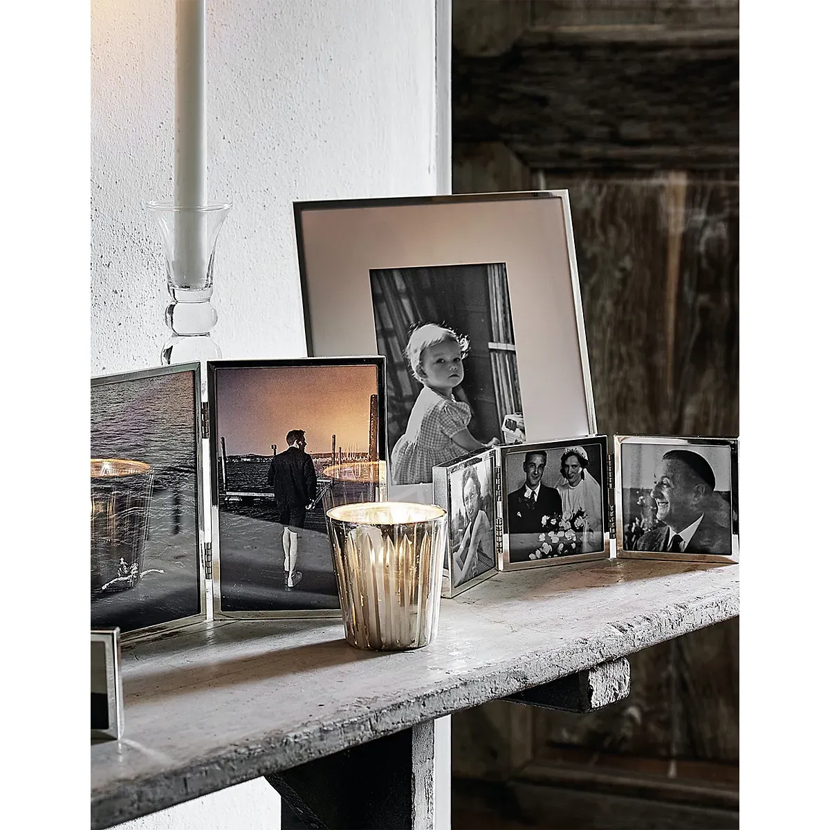 Triple Aperture Hinged Photo Frame 3x3 - Silver, Silver-Plated Steel alternate view