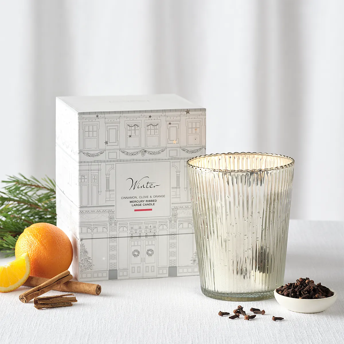 Winter Mercury Ribbed Large Two-Wick Candle - Silver product