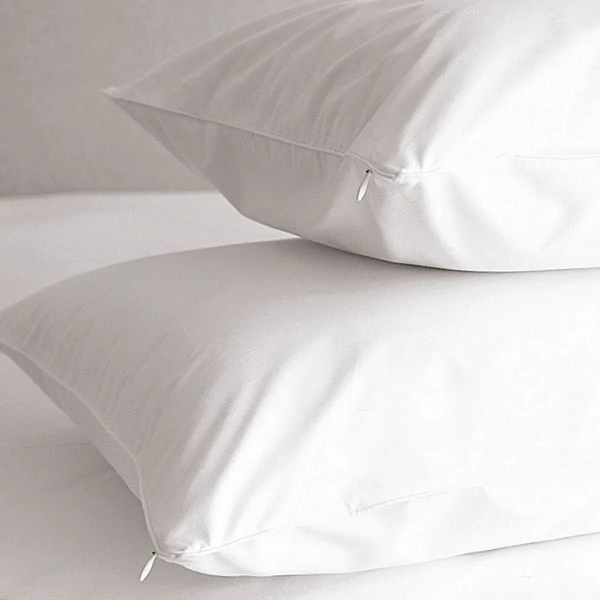 Zip-Closure Pillow Protector Set of 2 - White, Cotton product