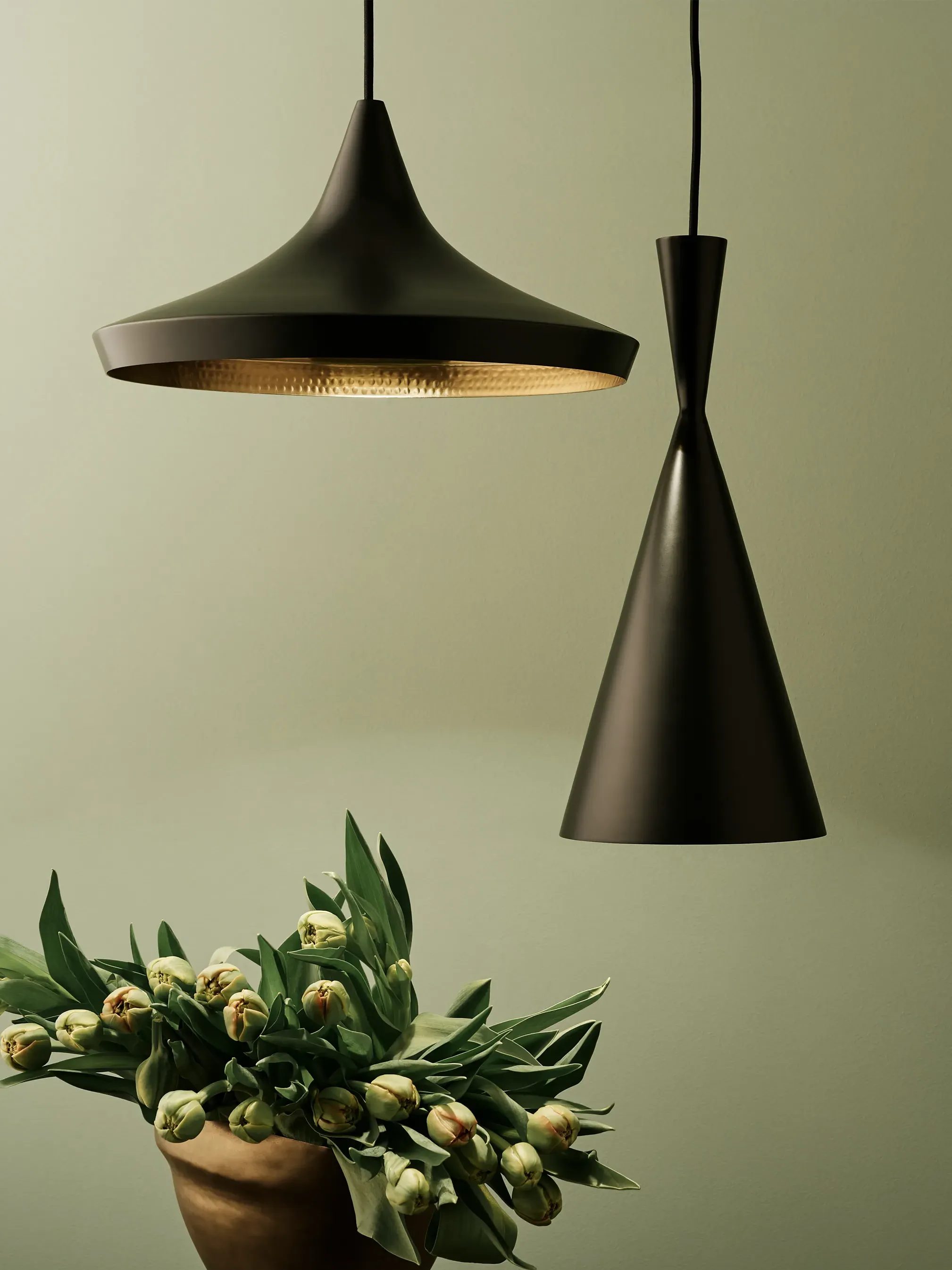 Beat Tall Pendant Light - Black, Brass product