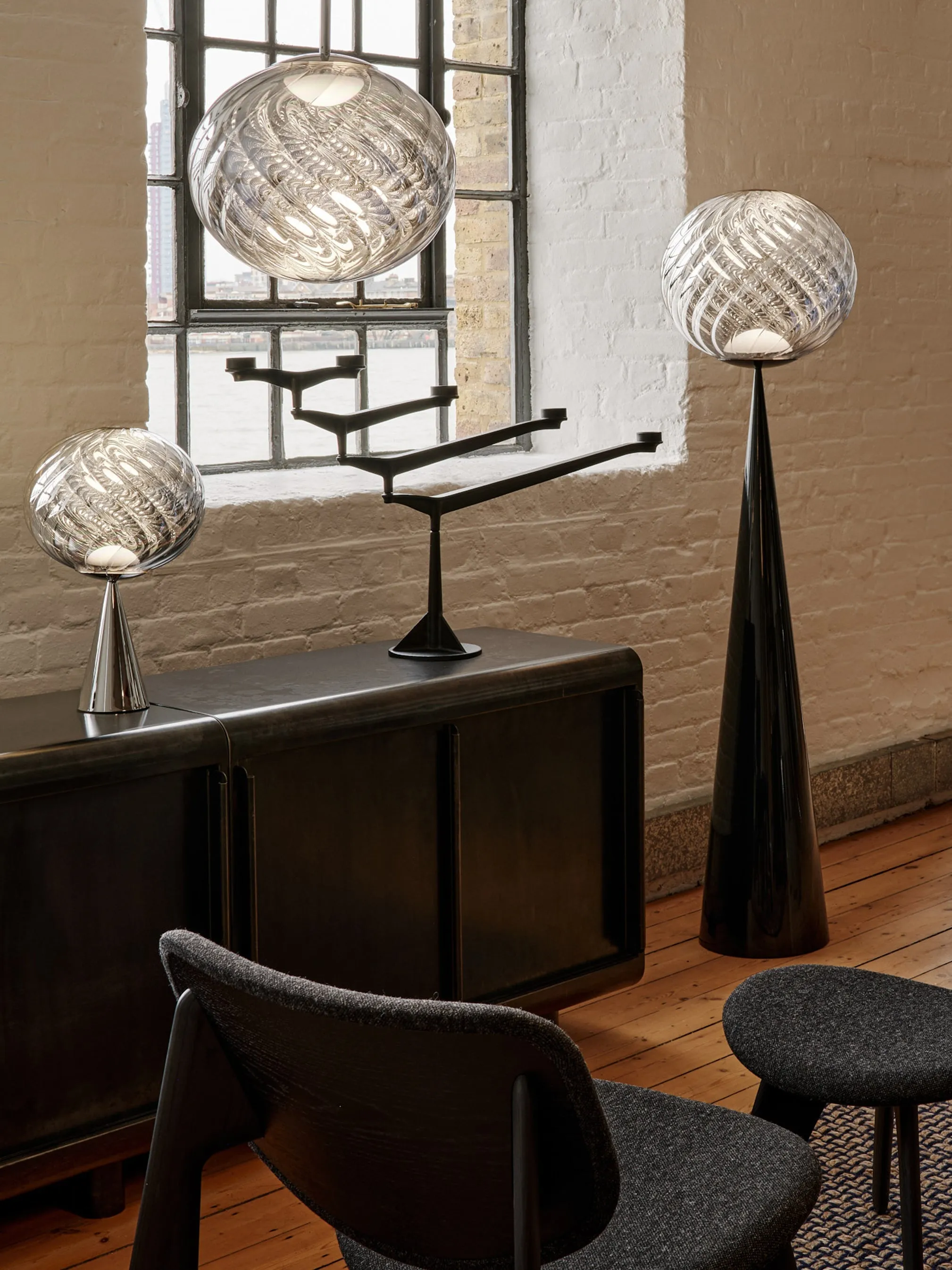 Whirl Fat Cone Floor Light - Silver, Polycarbonate product