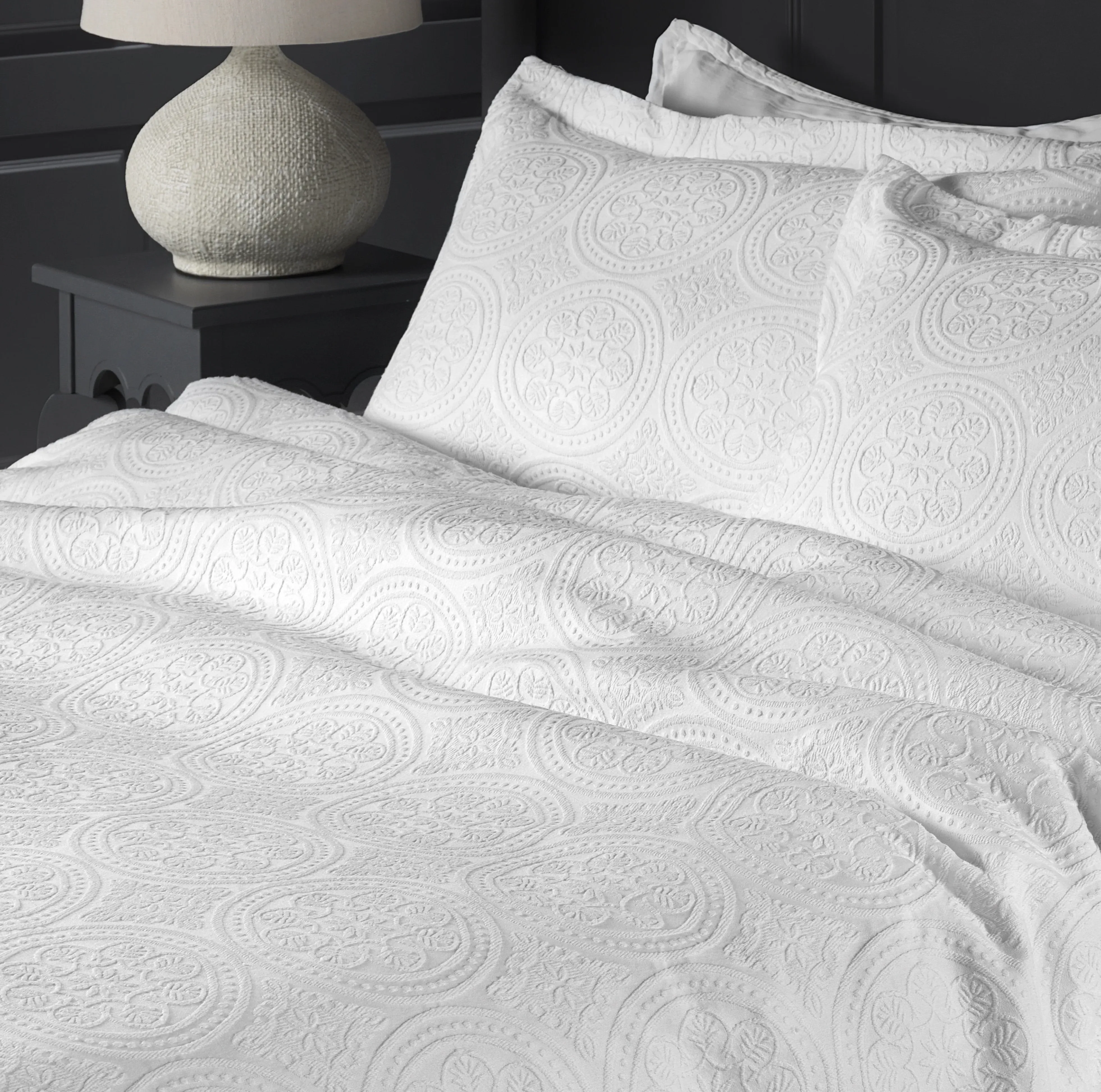 Stowe Jacquard Duvet Cover - White, Cotton product