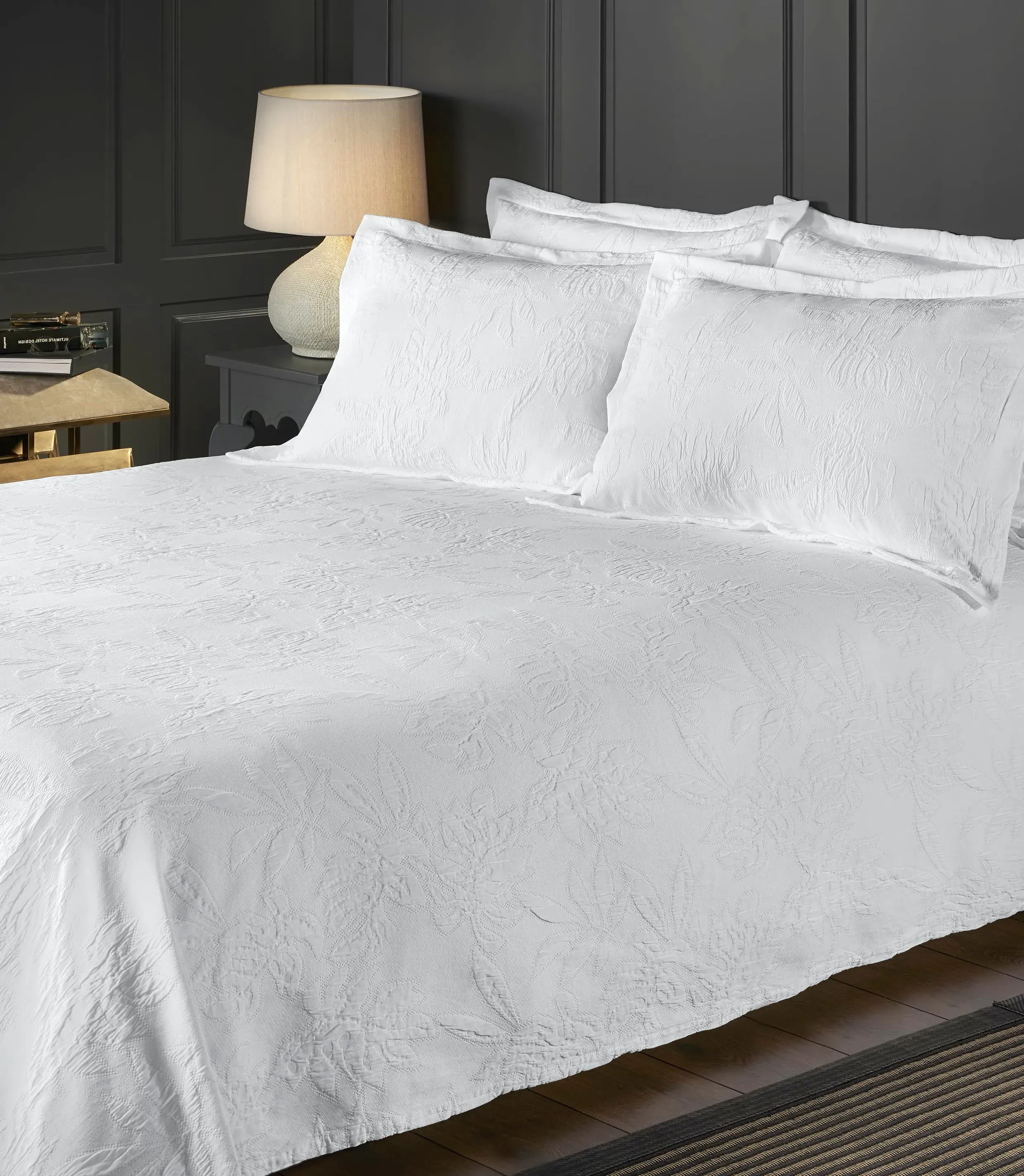 Richmond Floral Piqué Bedspread - White, Cotton product