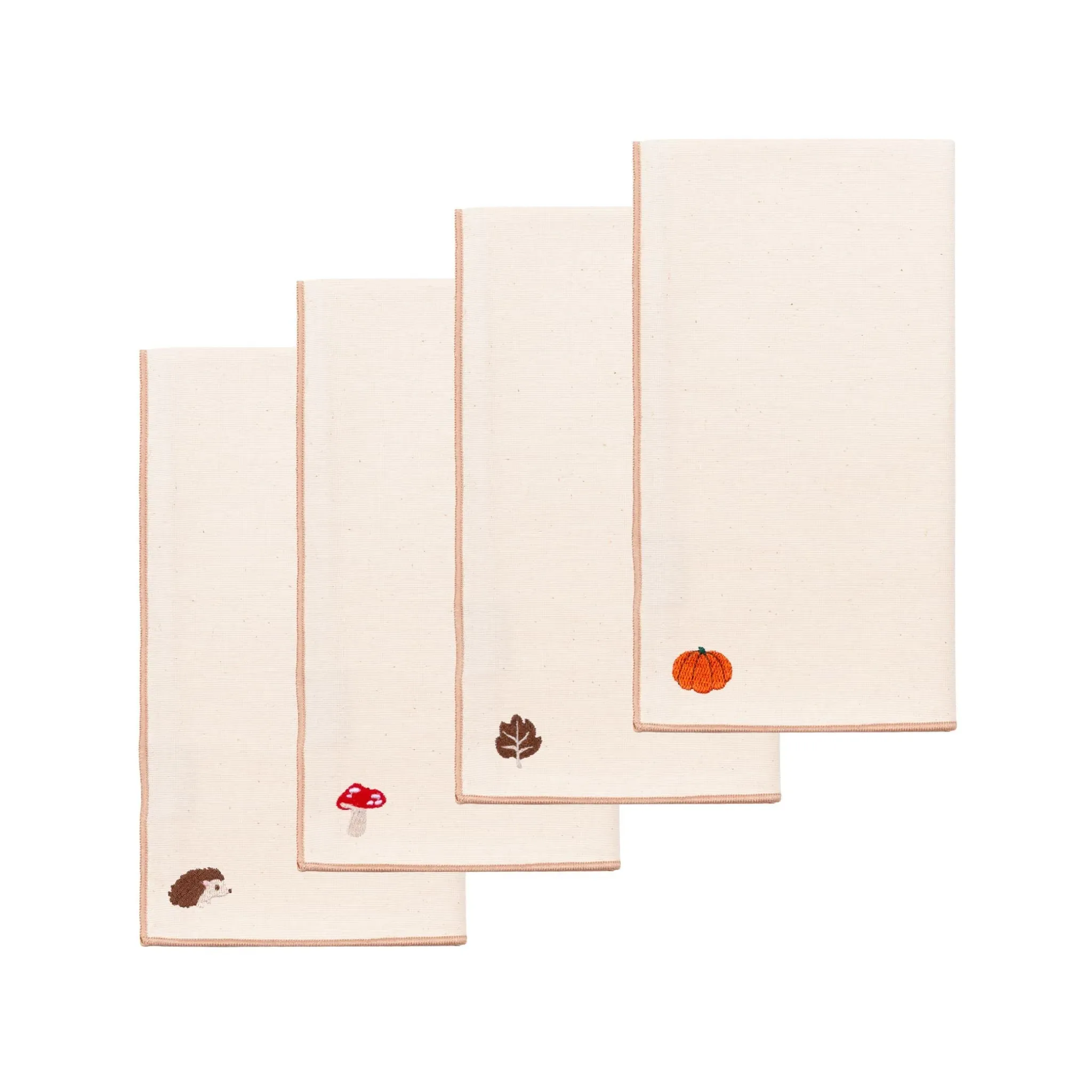 Nazaré Embroidered Autumn Motif Napkin - Ecru, Cotton product