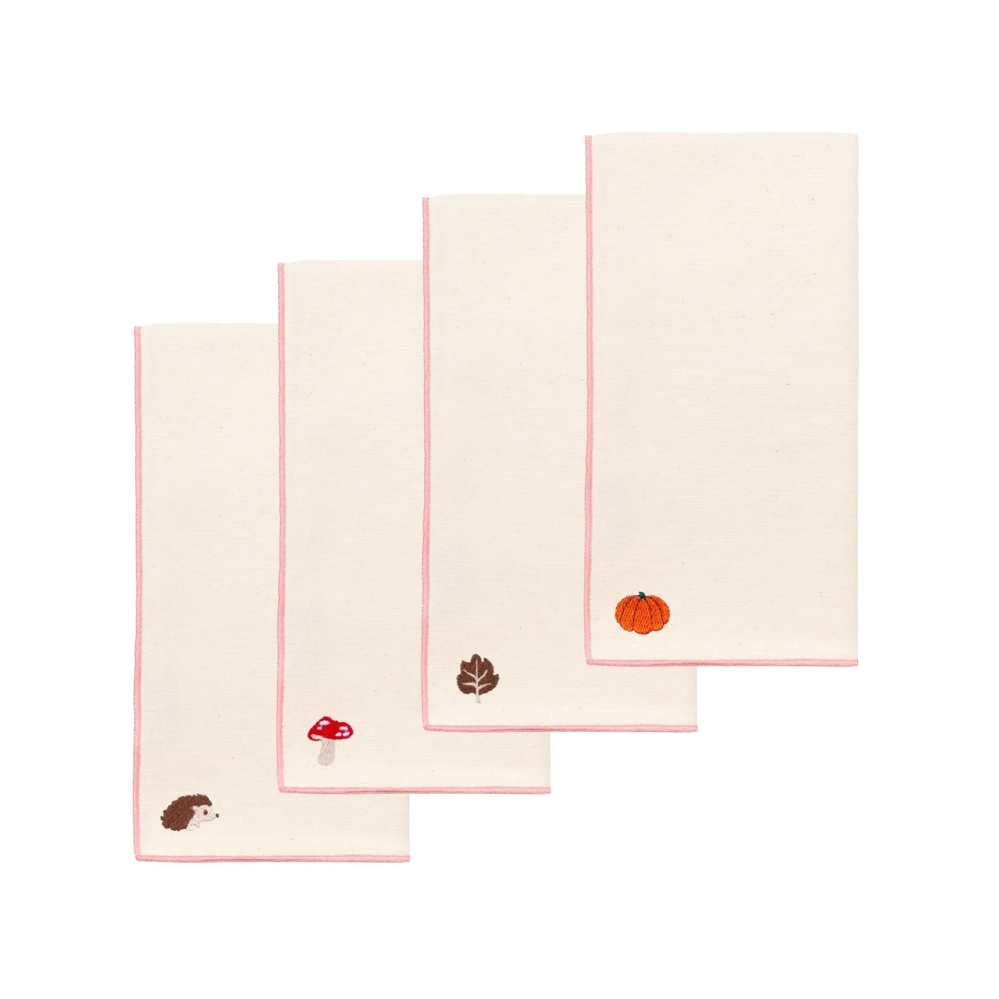 Nazaré Embroidered Autumn Motif Napkin Set - Ecru, Cotton product