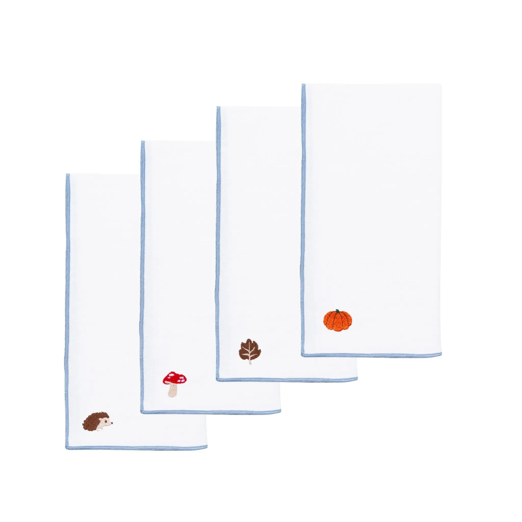 Nazaré Embroidered Autumn Motifs Table Linen - White, Cotton product