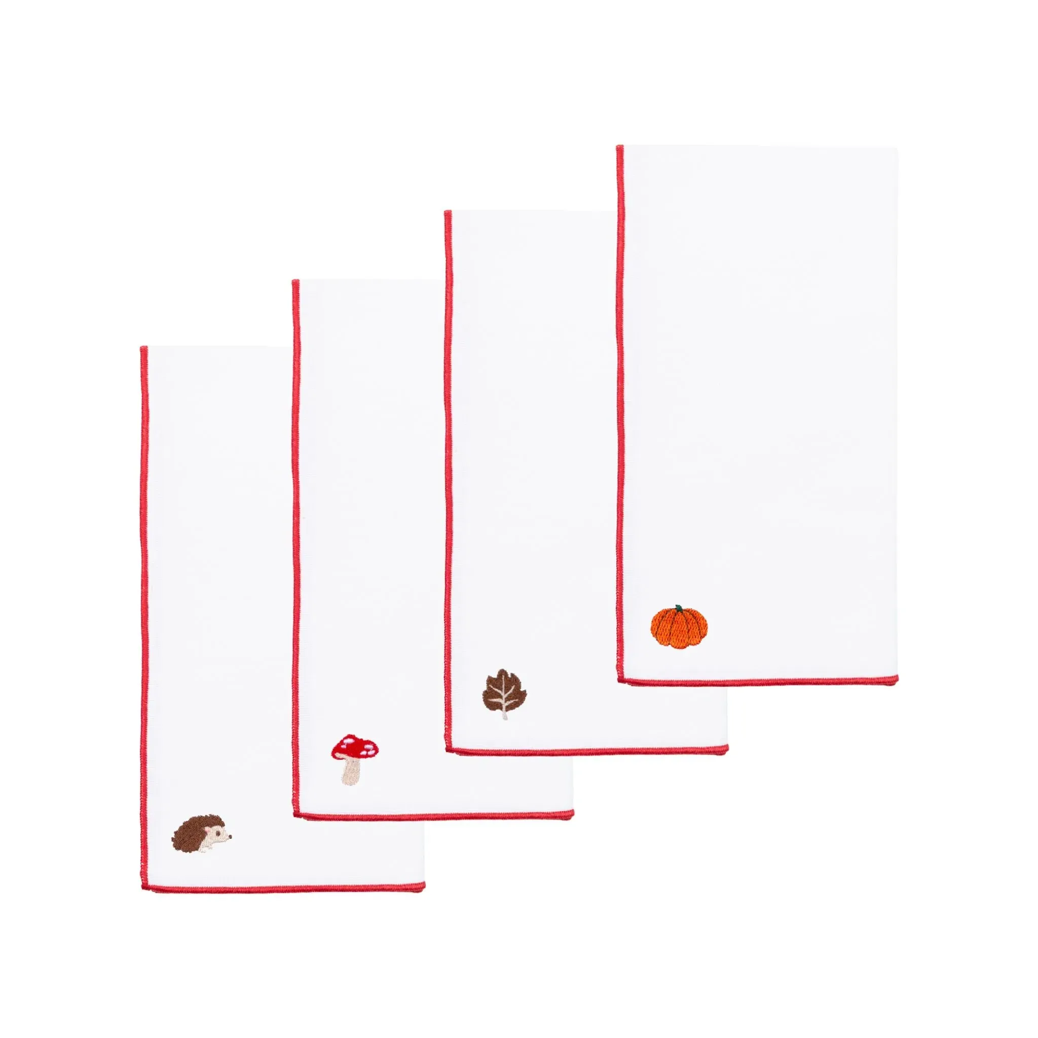 Nazaré Embroidered Autumn Motifs Table Linen - White, Cotton product