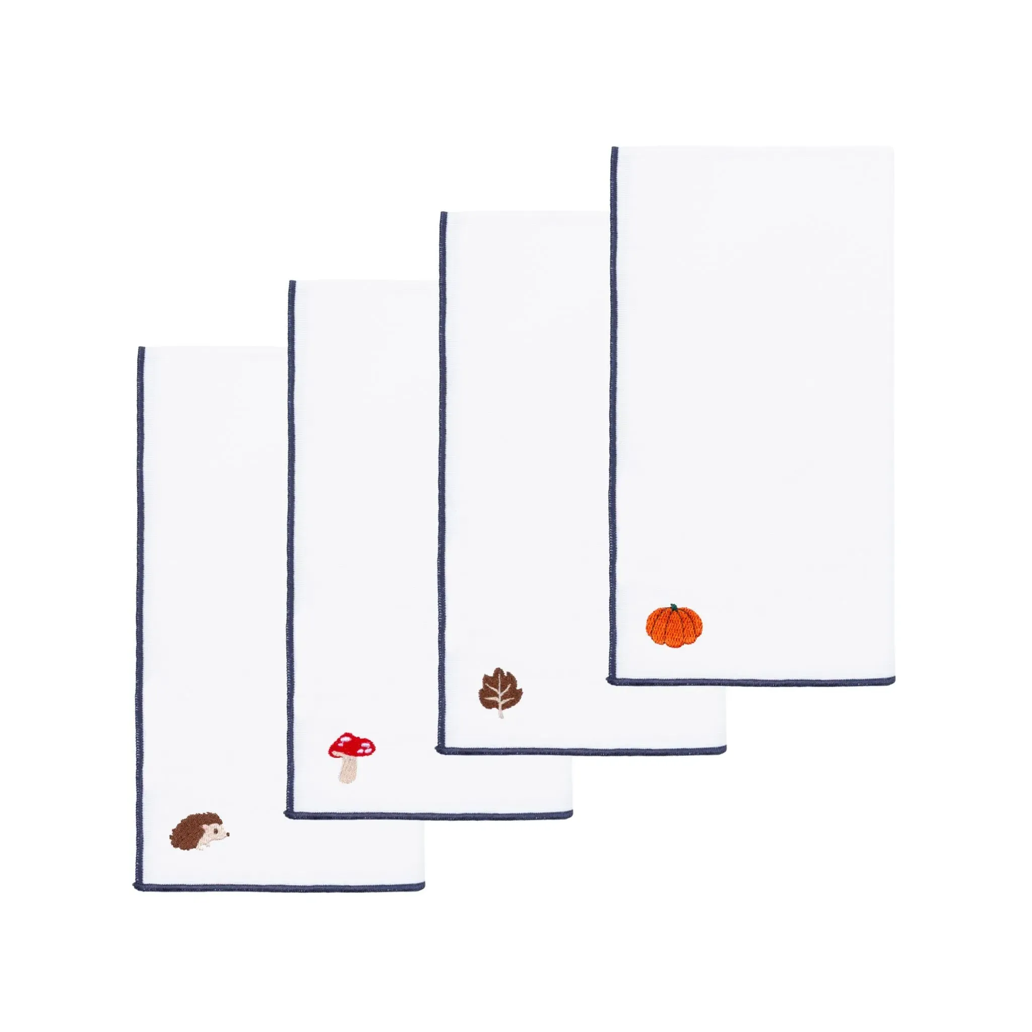 Nazaré Embroidered Autumn Motifs Table Linen - White, Cotton product