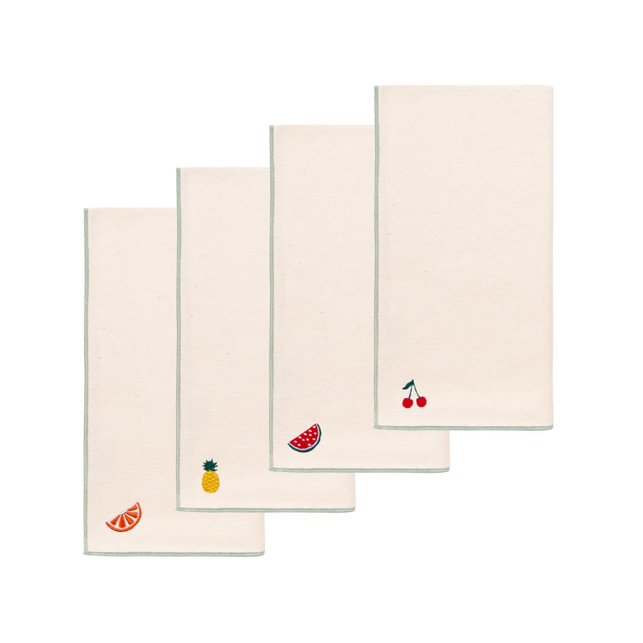 Nazaré Embroidered Fruit Napkin Set - Ecru, Cotton product