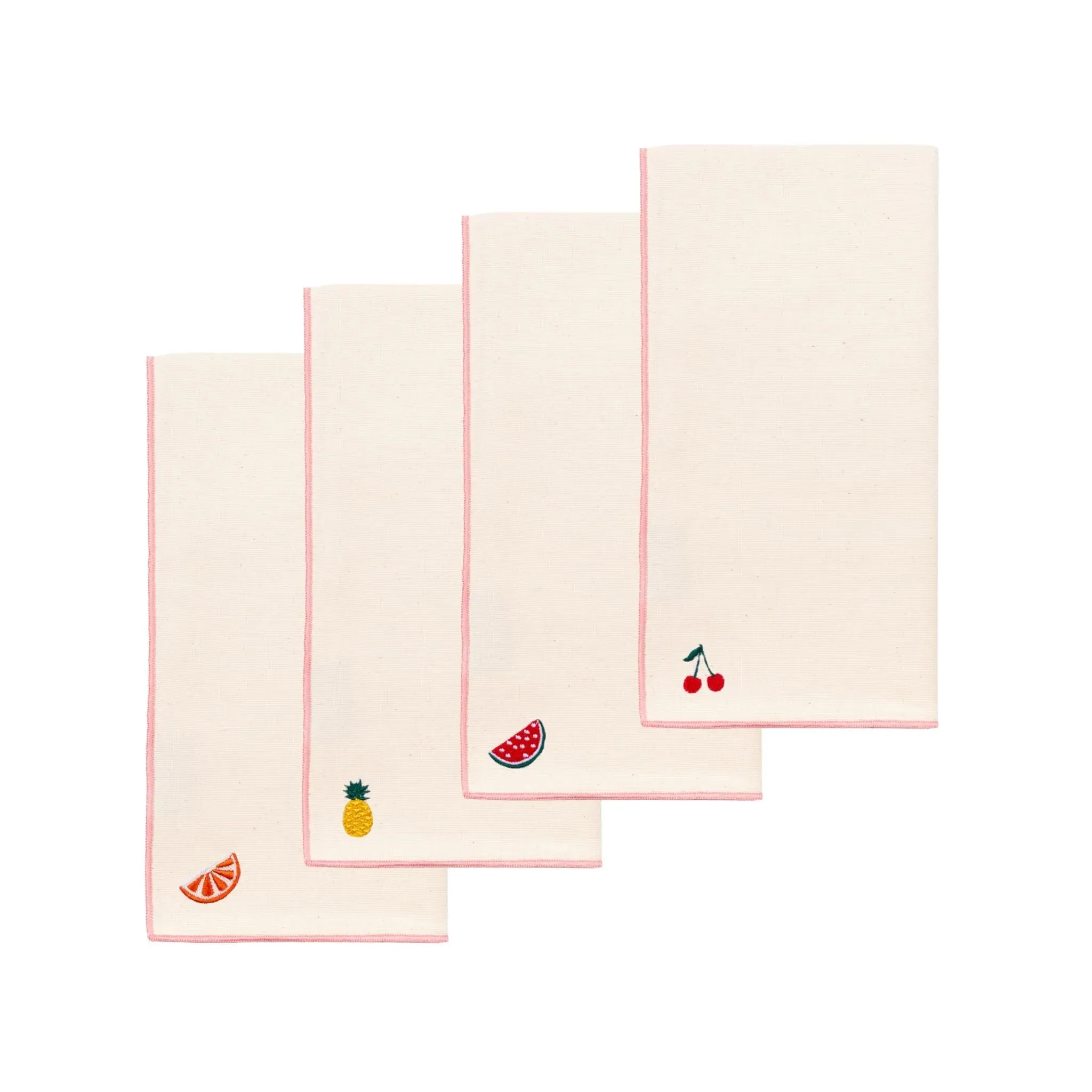 Nazaré Embroidered Fruit Napkin - Ecru, Cotton product