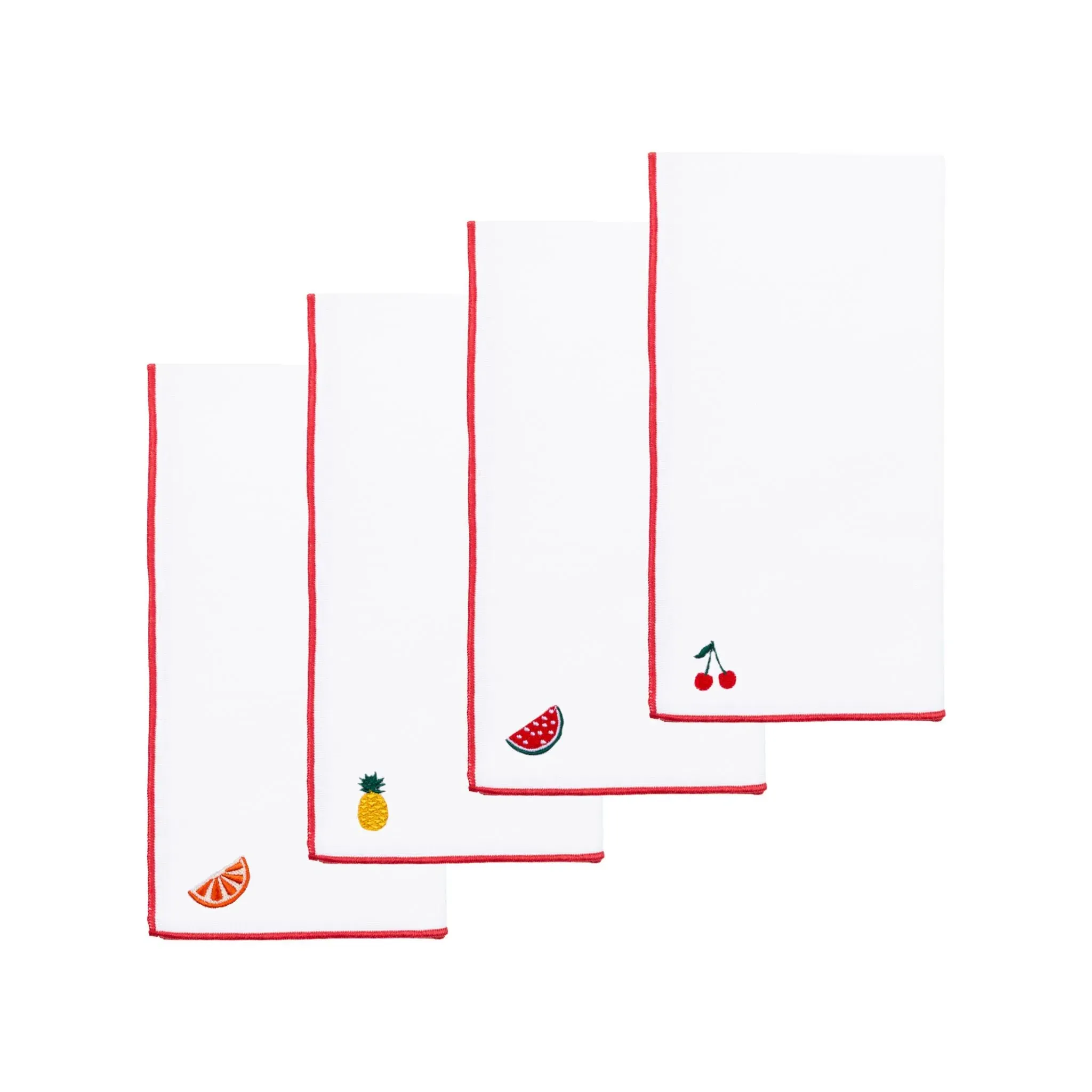 Nazaré Embroidered Fruit Cotton Table Linen - White product