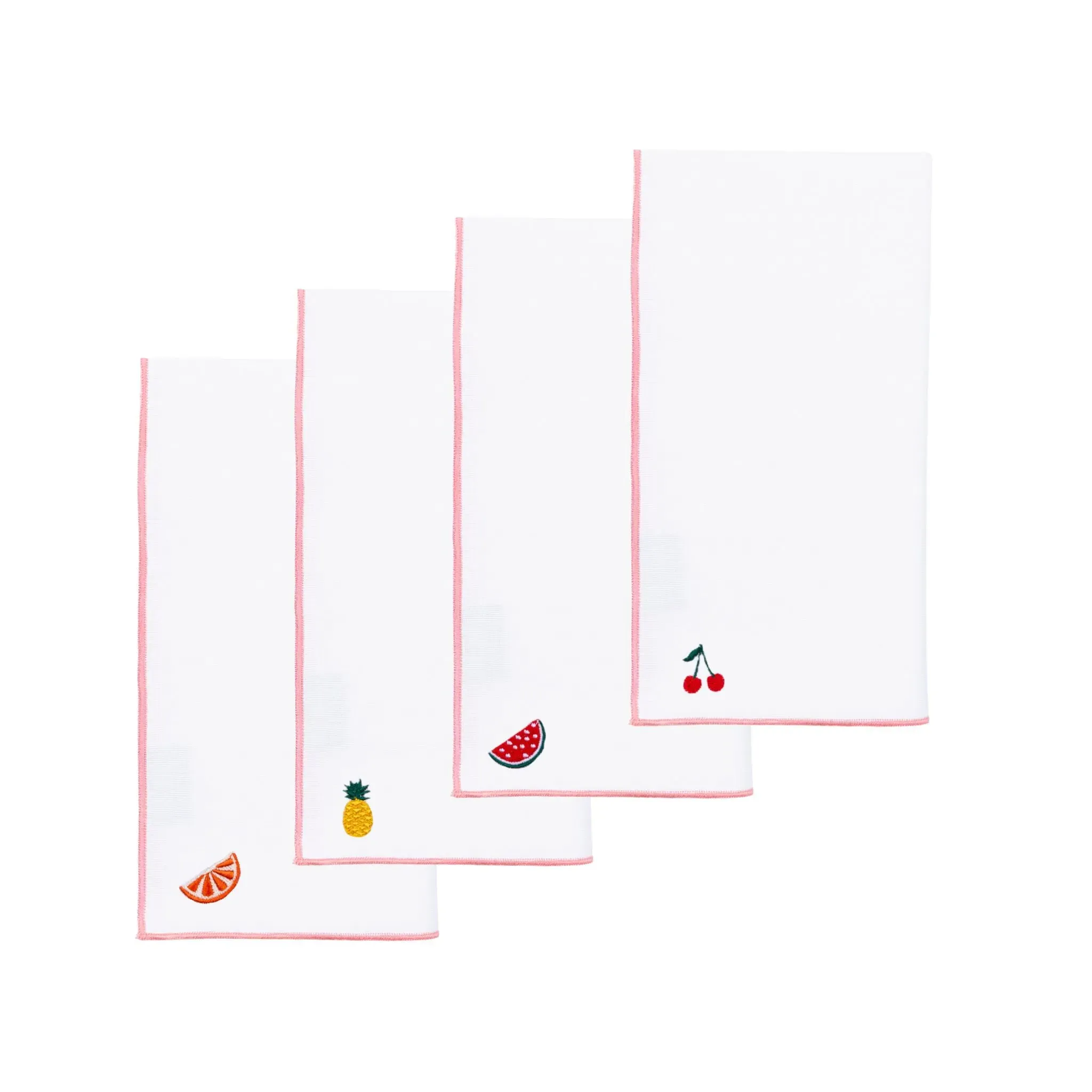 Nazaré Embroidered Fruit Cotton Table Linen - White product