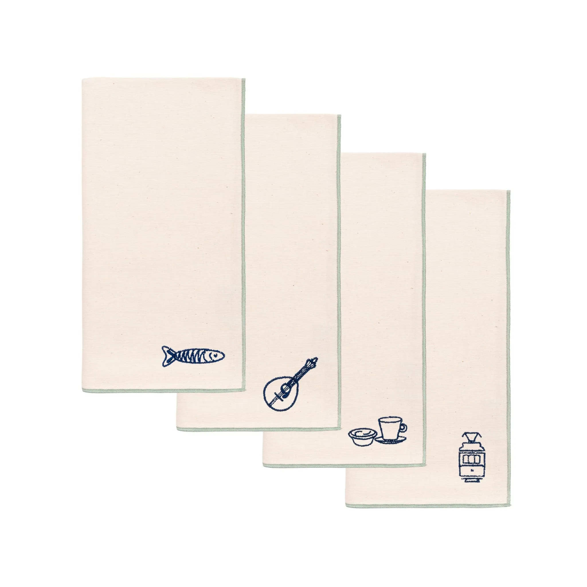 Nazaré Portugal-Inspired Embroidered Table Linen - Ecru, Cotton product