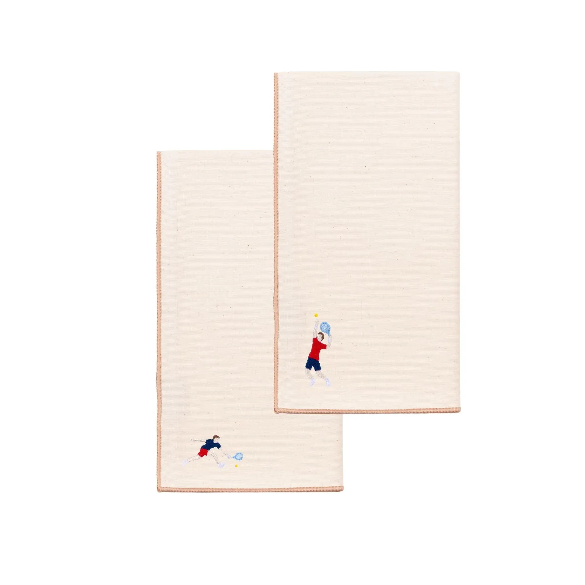 Nazaré Napkin with Embroidered Retro Sports Motifs - Ecru, Cotton product
