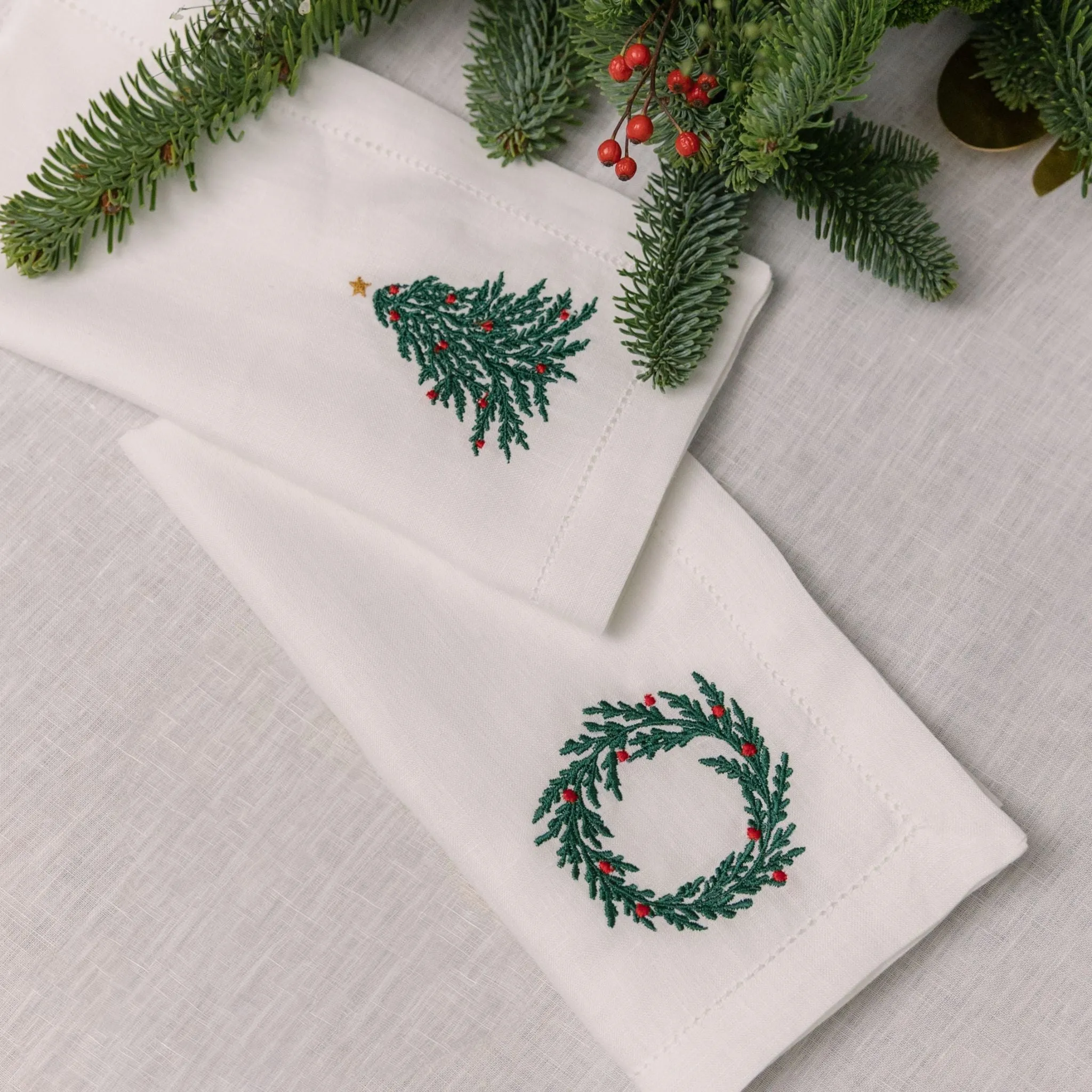 Mafra Christmas Embroidered Table Linens - Linen product