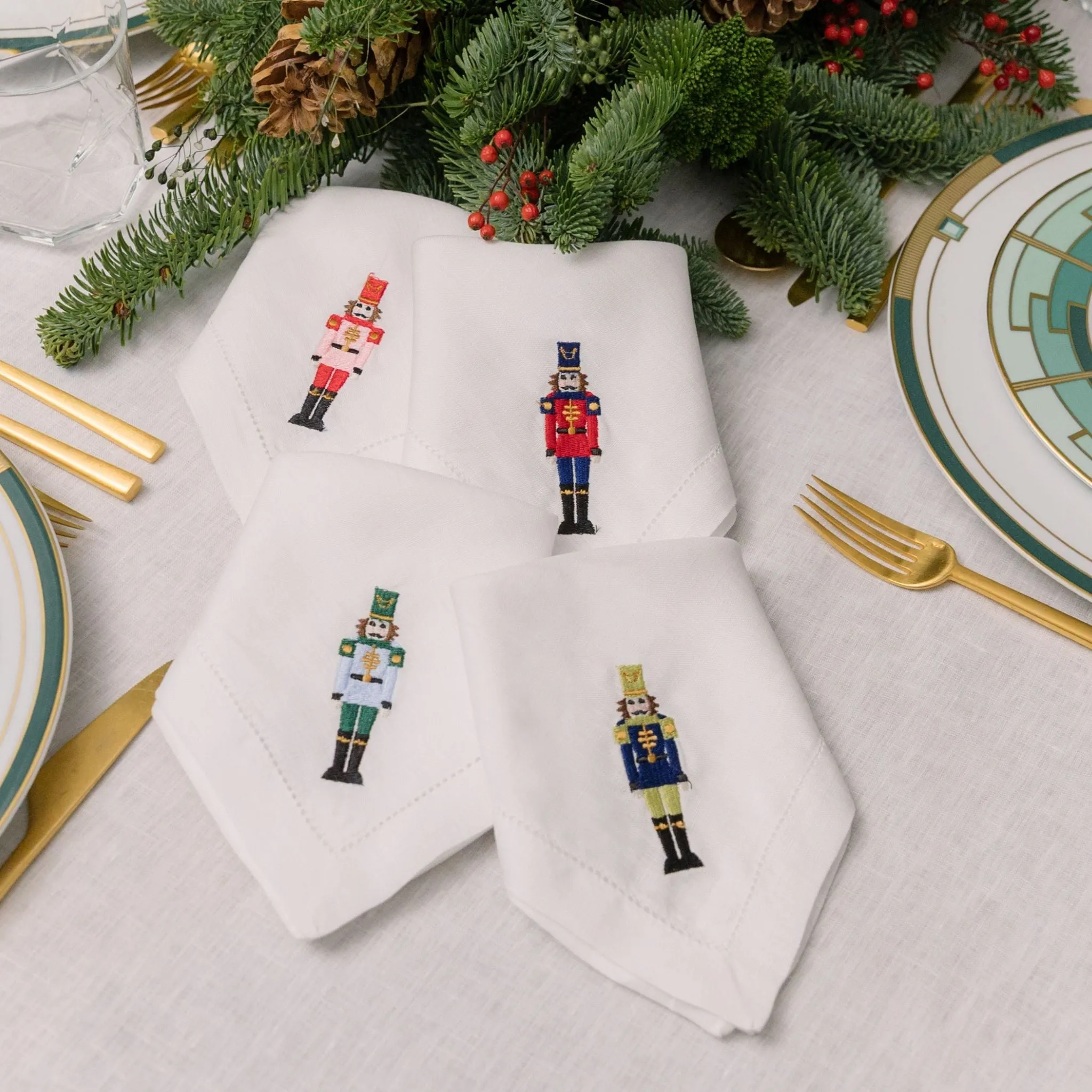 Mafra Linen Table Linens with Embroidered Nutcrackers product